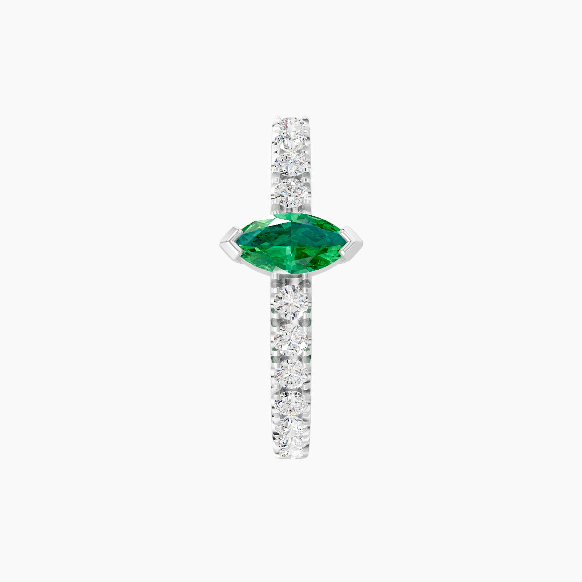 Rhea | 18k White Gold 9.5 mm Emerald & Diamond Hoop Piercing