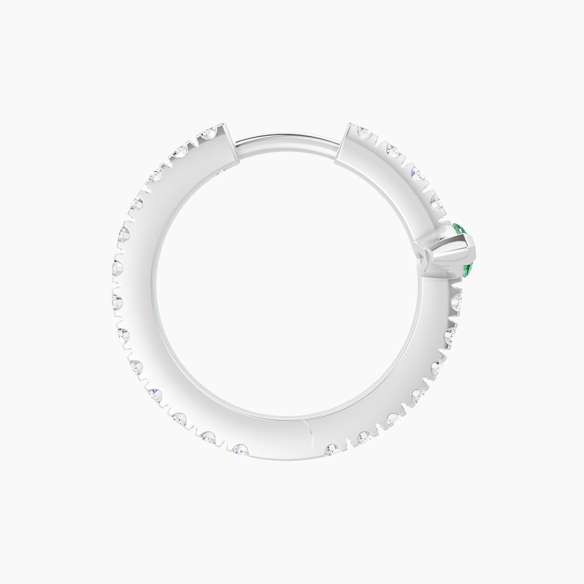 Rhea | 18k White Gold 9.5 mm Emerald & Diamond Hoop Piercing