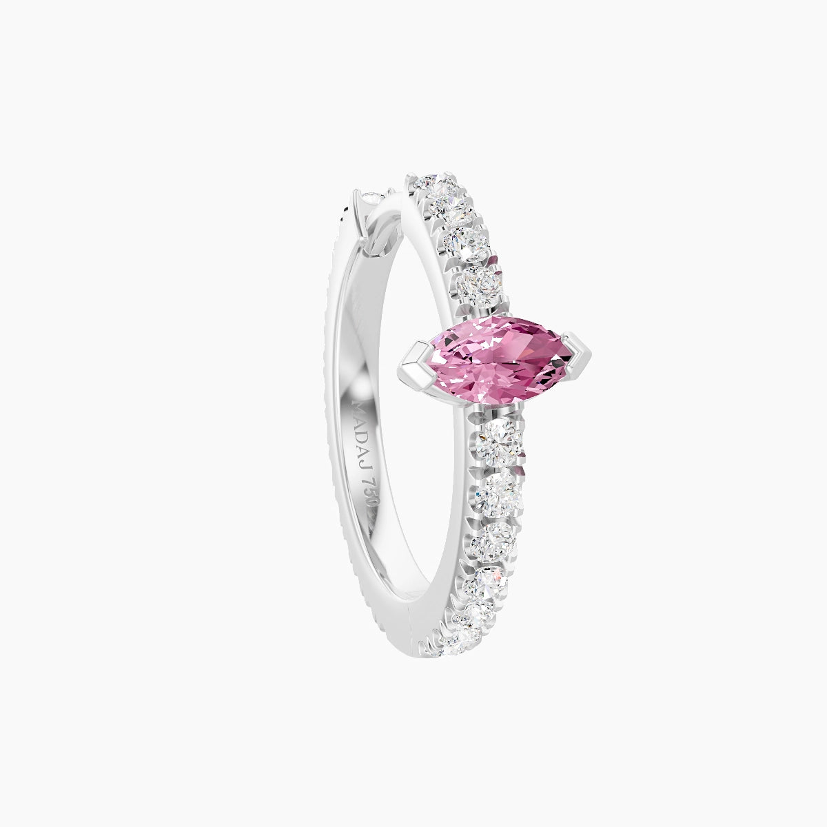 Rhea | 18k White Gold 9.5 mm Pink Sapphire & Diamond Hoop Piercing