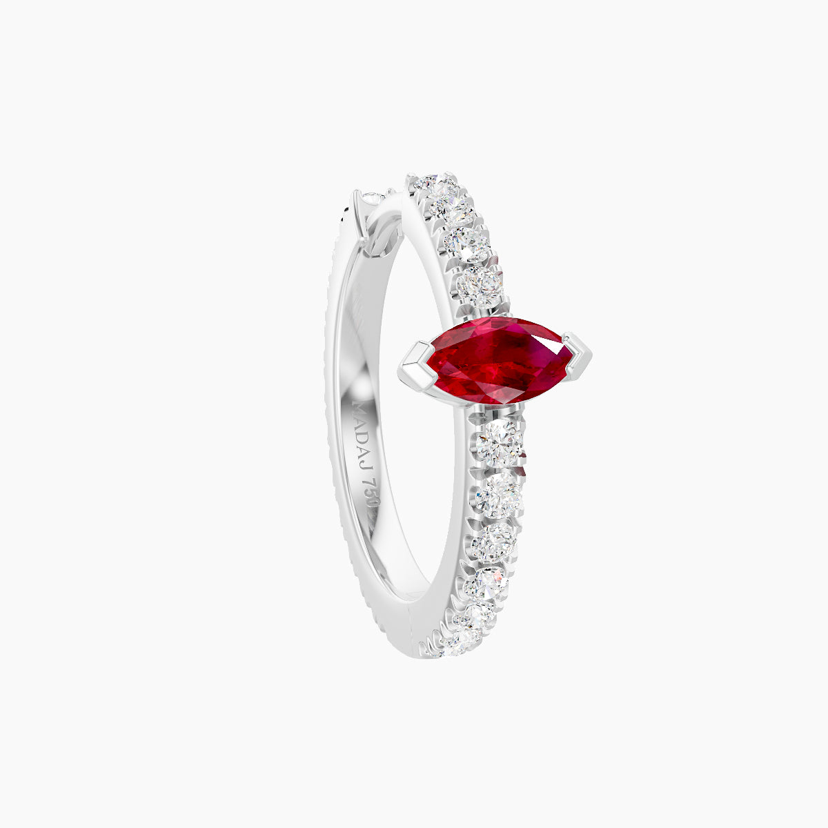 Rhea | 18k White Gold 9.5 mm Ruby & Diamond Hoop Piercing