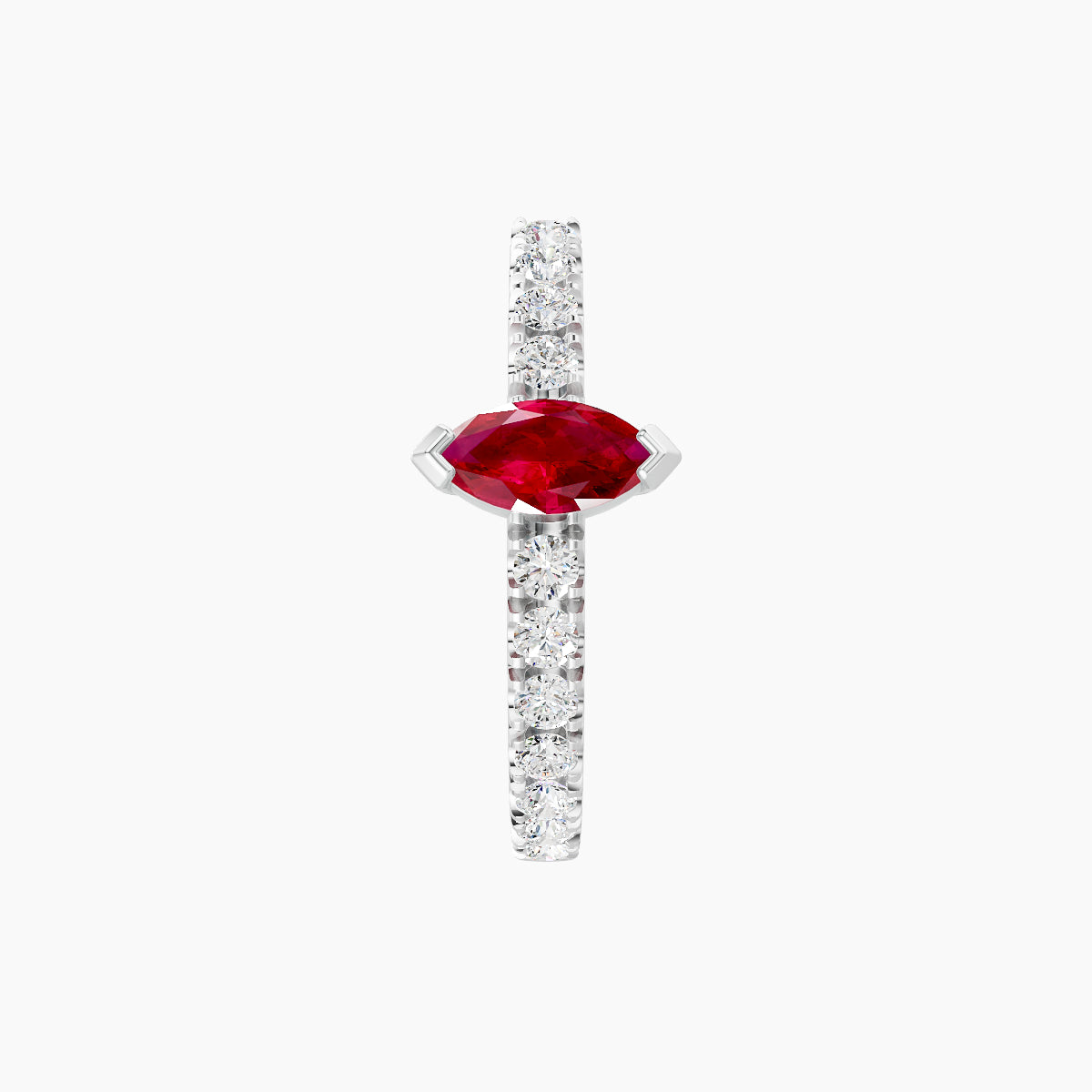Rhea | 18k White Gold 9.5 mm Ruby & Diamond Hoop Piercing