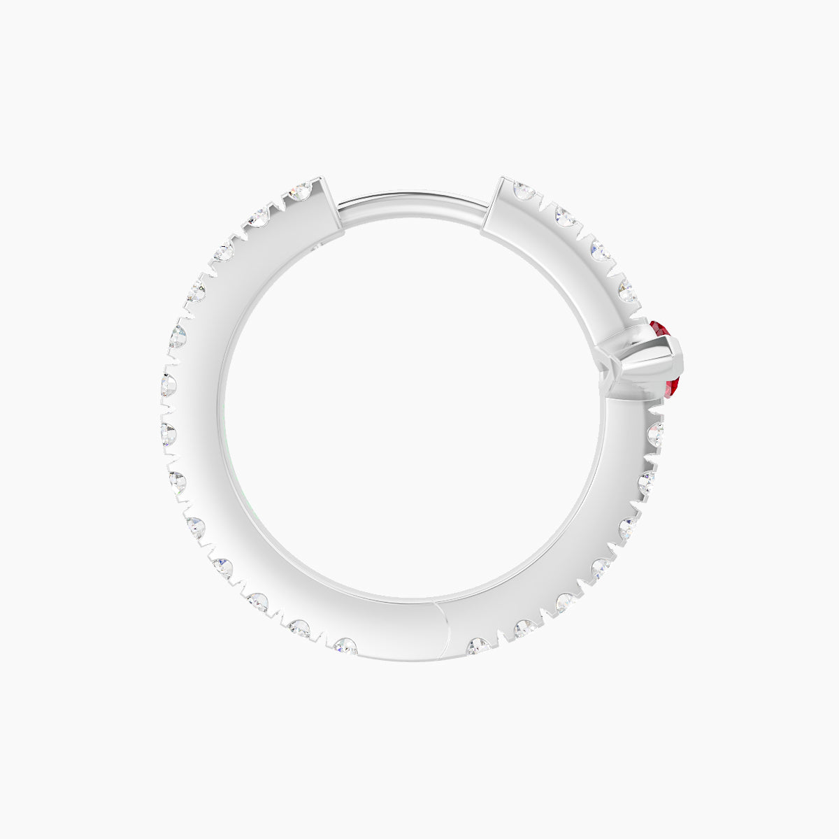 Rhea | 18k White Gold 9.5 mm Ruby & Diamond Hoop Piercing