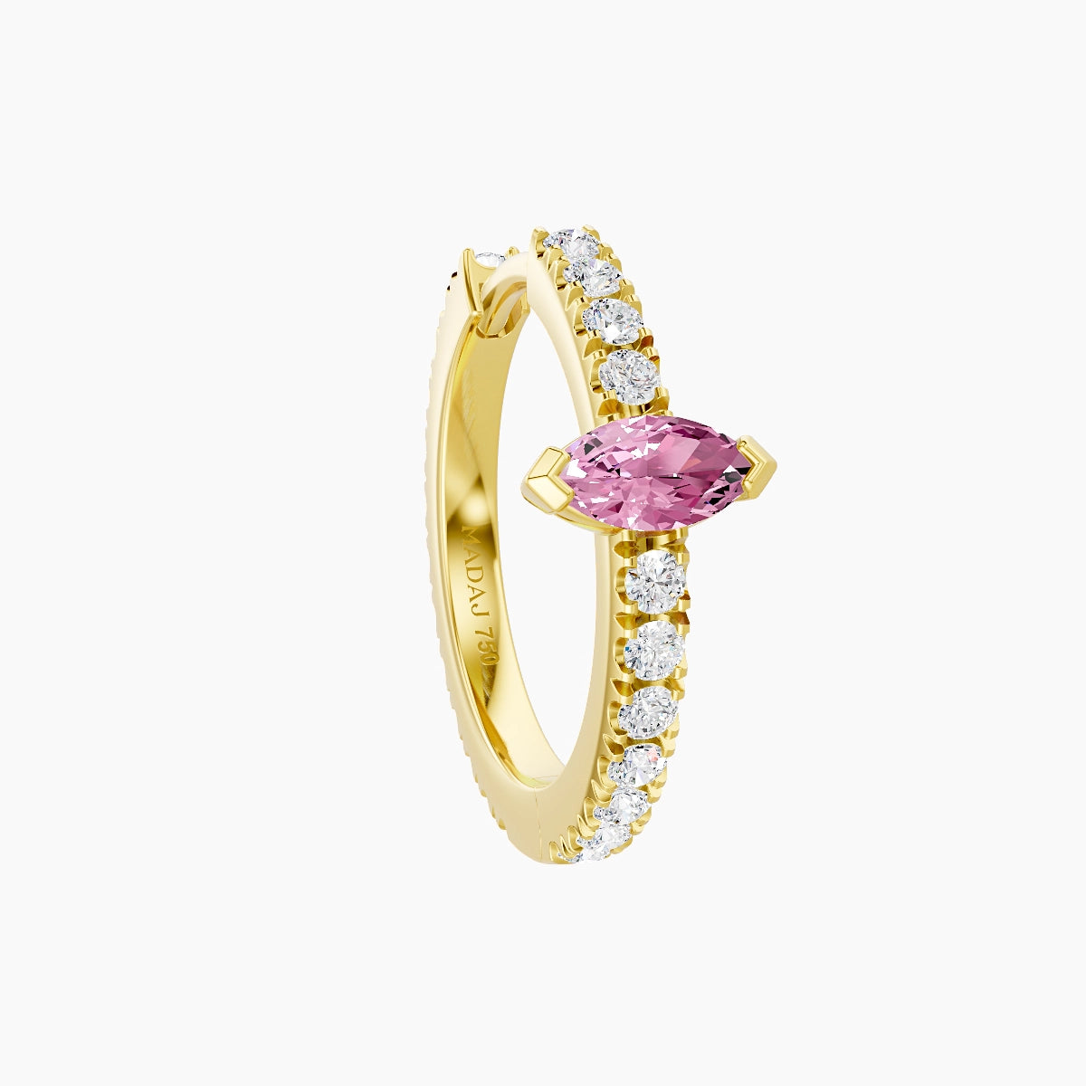 Rhea | 18k Yellow Gold 9.5 mm Pink Sapphire & Diamond Hoop Piercing