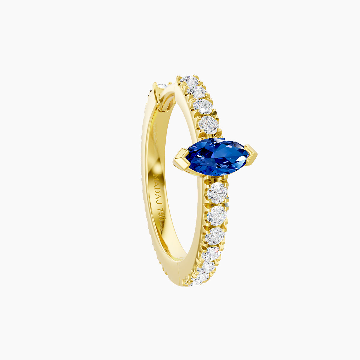 Rhea | 18k Yellow Gold 9.5 mm Sapphire & Diamond Hoop Piercing