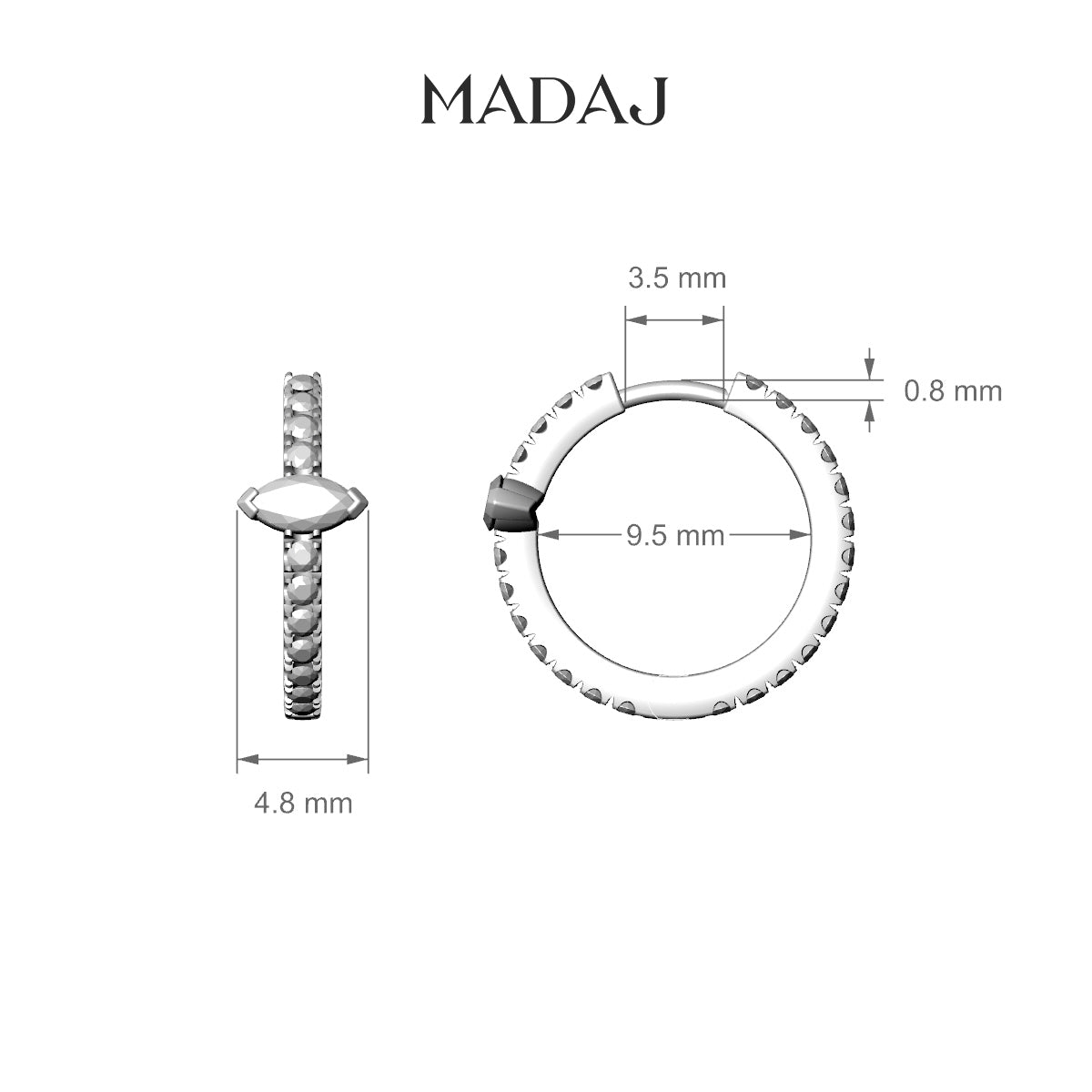 Rhea | 18k White Gold 9.5 mm Ruby & Diamond Hoop Piercing