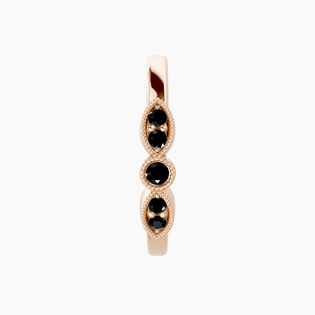 Roma | 18k Rose Gold 11 mm Black Diamond Hoop Piercing