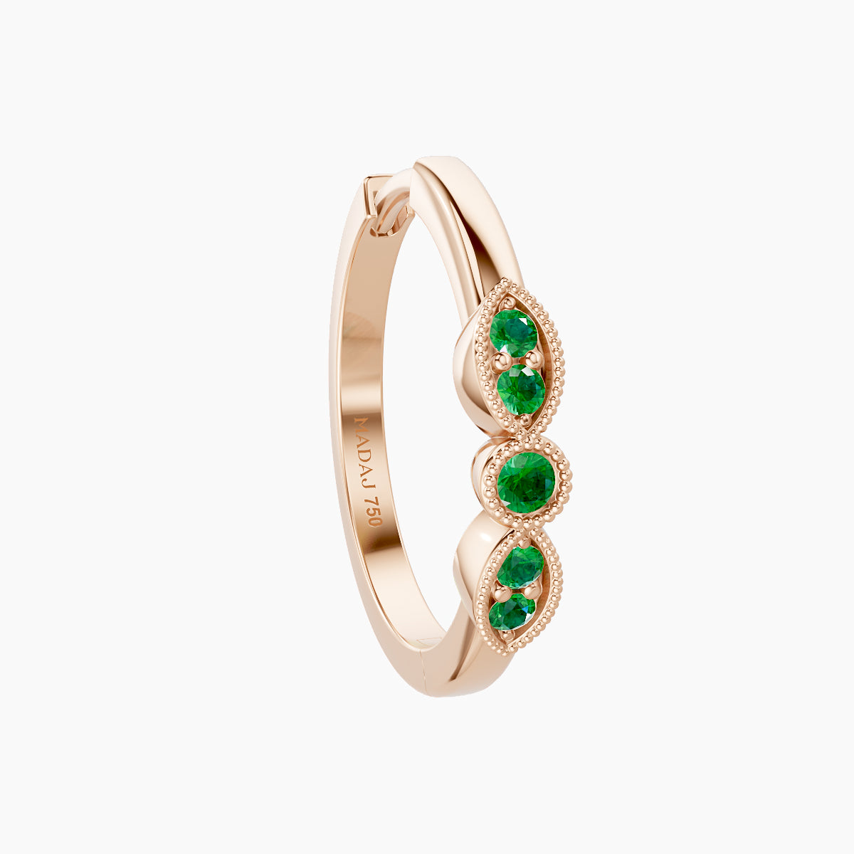 Roma | 18k Rose Gold 11 mm Emerald Hoop Piercing
