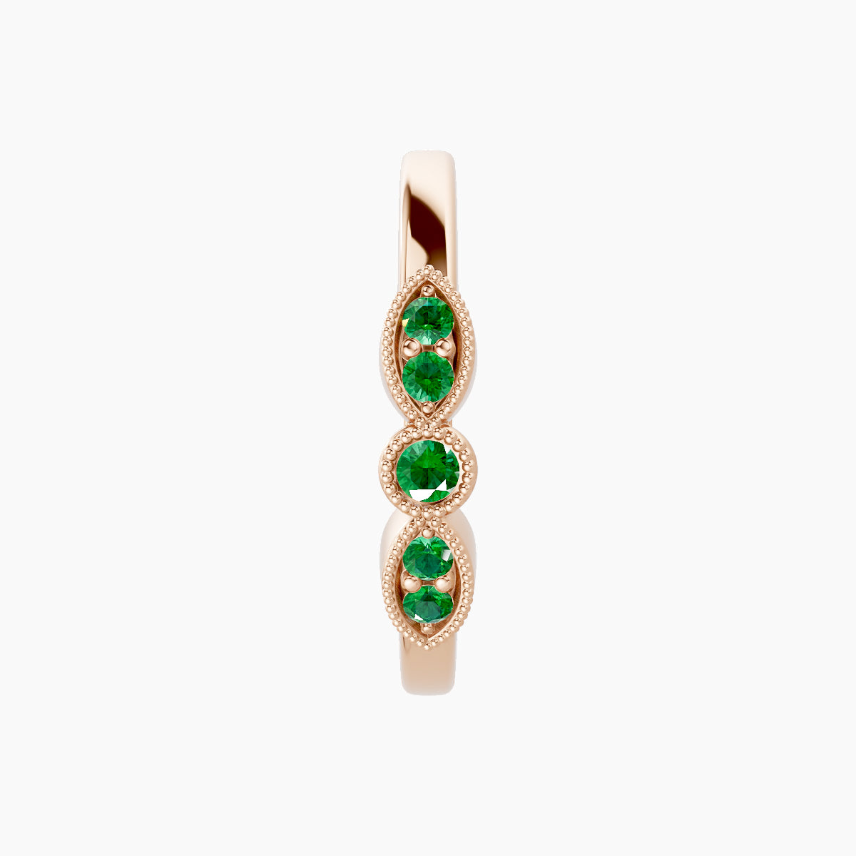 Roma | 18k Rose Gold 11 mm Emerald Hoop Piercing