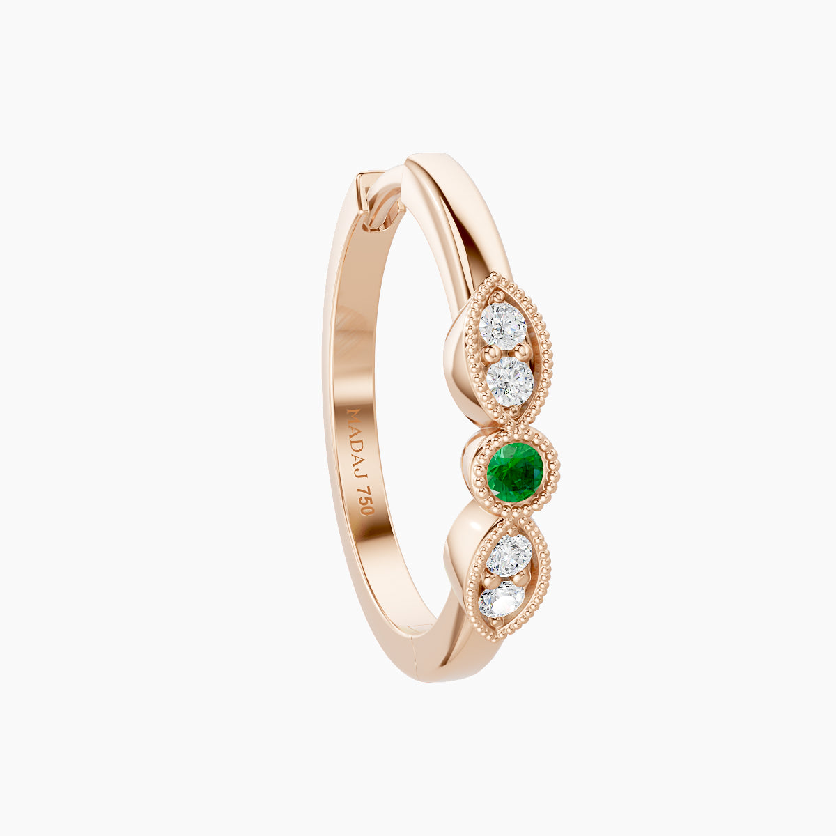Roma | 18k Rose Gold 11 mm Emerald & Diamond Hoop Piercing