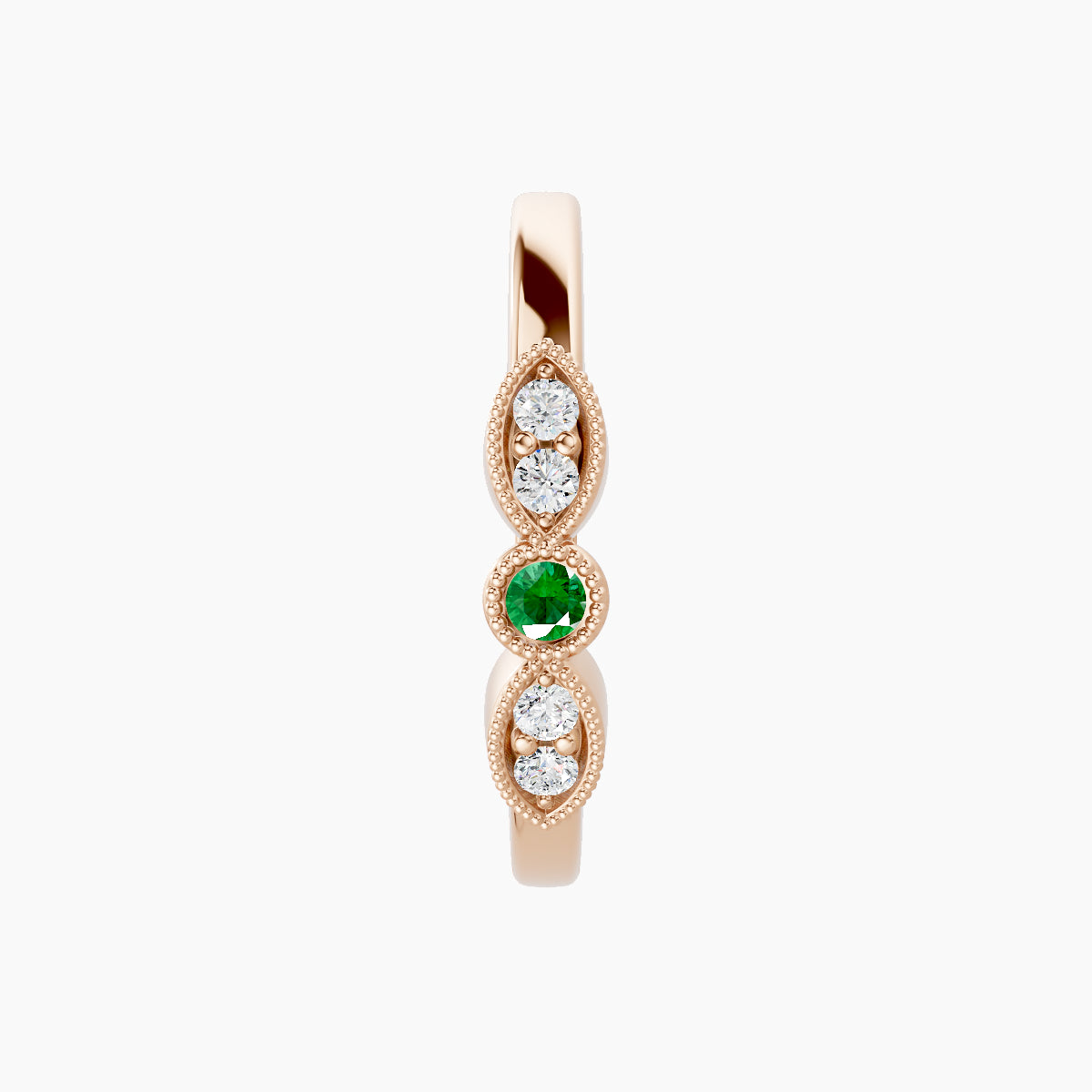 Roma | 18k Rose Gold 11 mm Emerald & Diamond Hoop Piercing