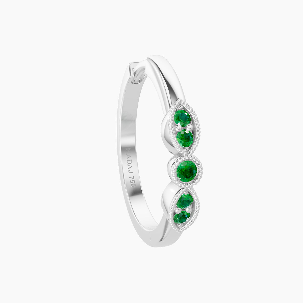Roma | 18k White Gold 11 mm Emerald Hoop Piercing