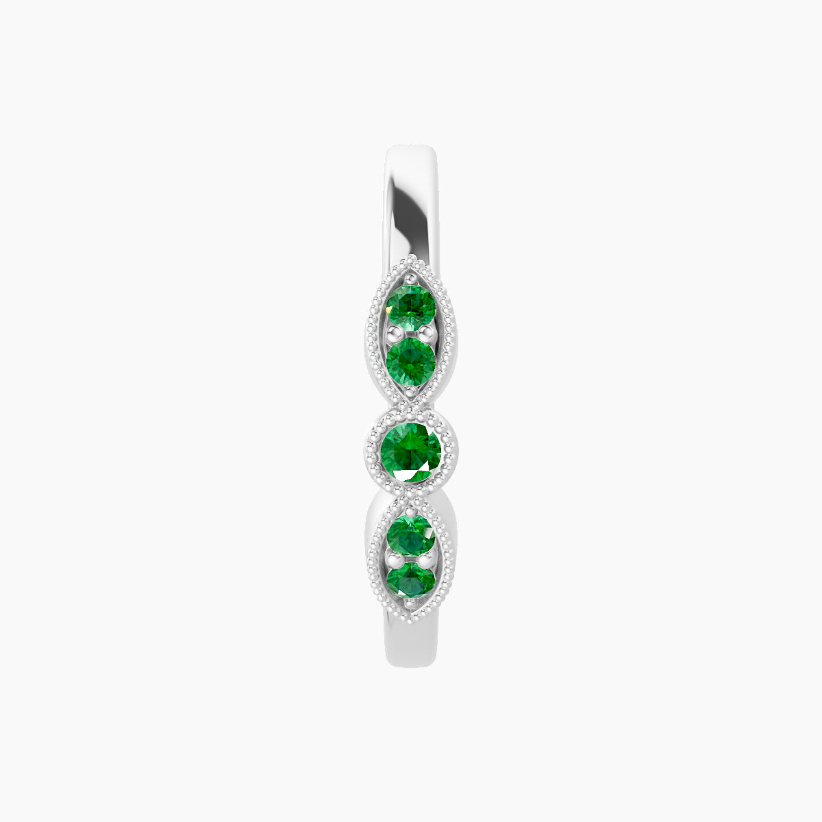 Roma | 18k White Gold 11 mm Emerald Hoop Piercing