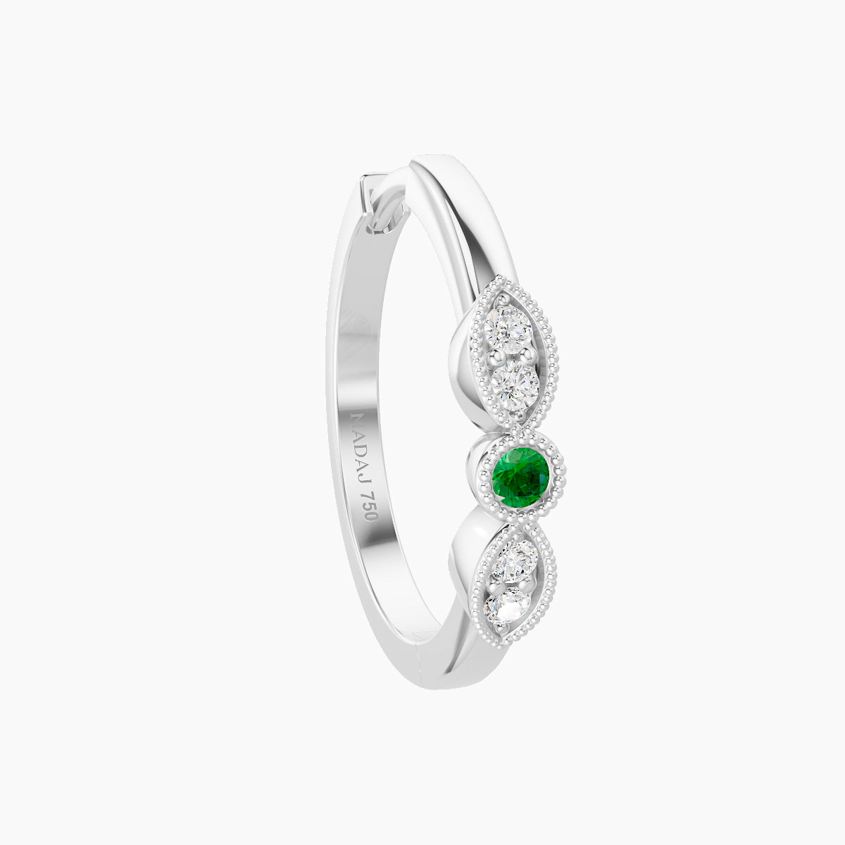 Roma | 18k White Gold 11 mm Emerald & Diamond Hoop Piercing