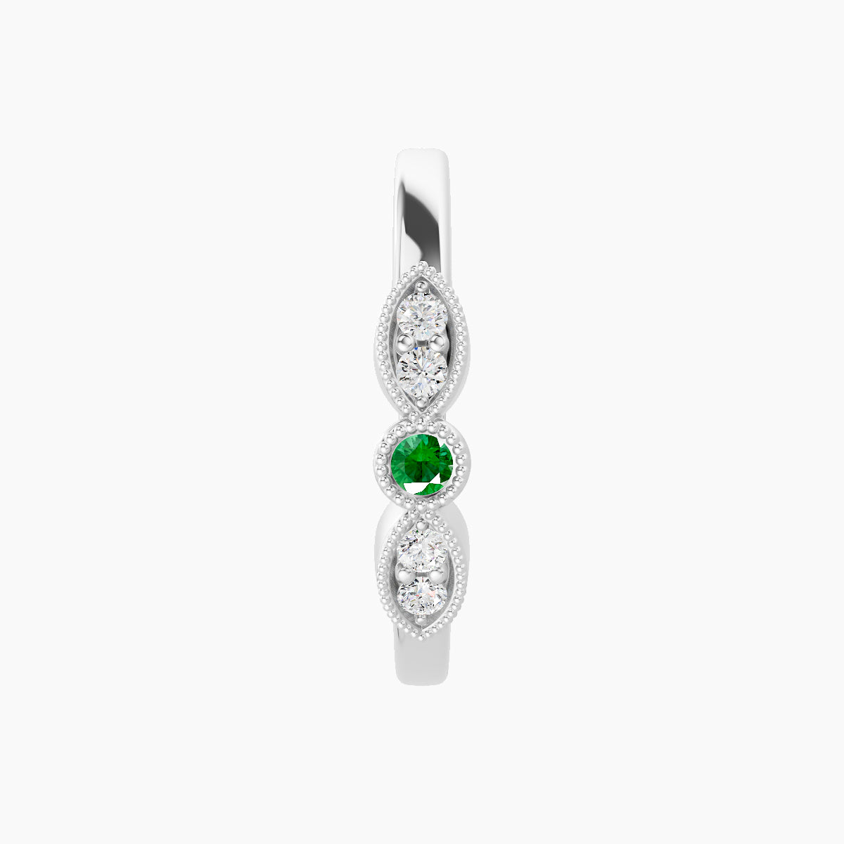 Roma | 18k White Gold 11 mm Emerald & Diamond Hoop Piercing