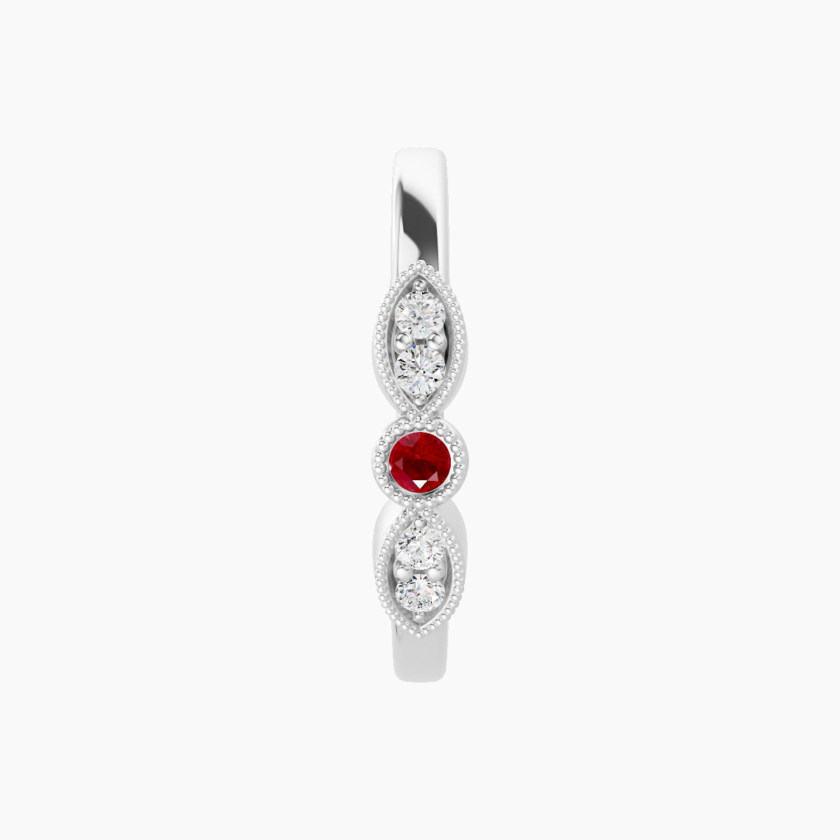 Roma | 18k White Gold 11 mm Ruby & Diamond Hoop Piercing