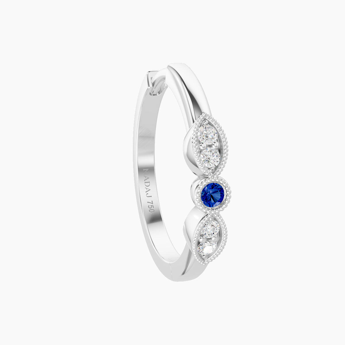 Roma | 18k White Gold 11 mm Sapphire & Diamond Hoop Piercing