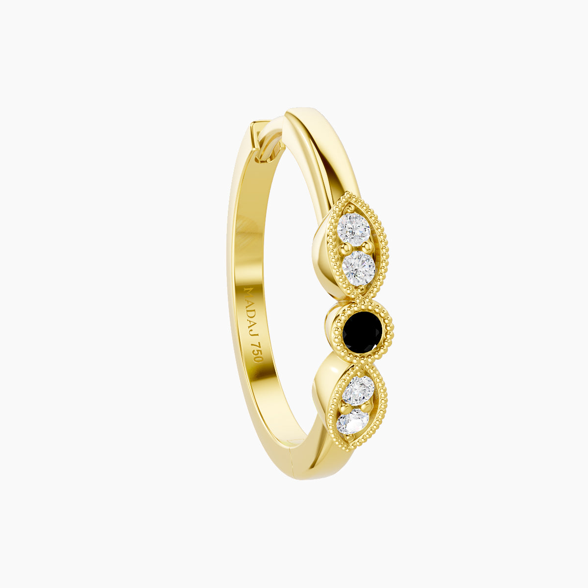 Roma | 18k Yellow Gold 11 mm Black Diamond & Diamond Hoop Piercing