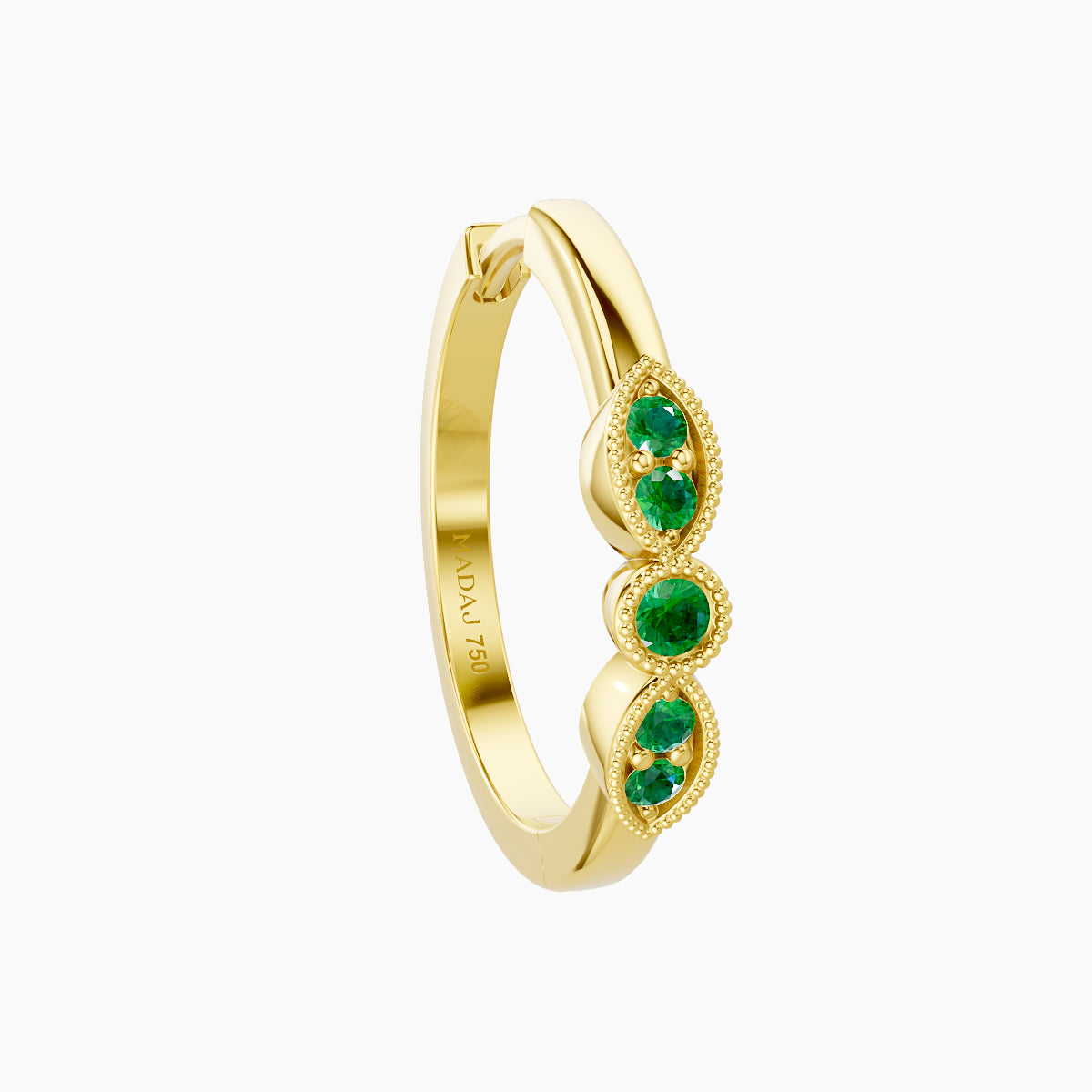 Roma | 18k Yellow Gold 11 mm Emerald Hoop Piercing