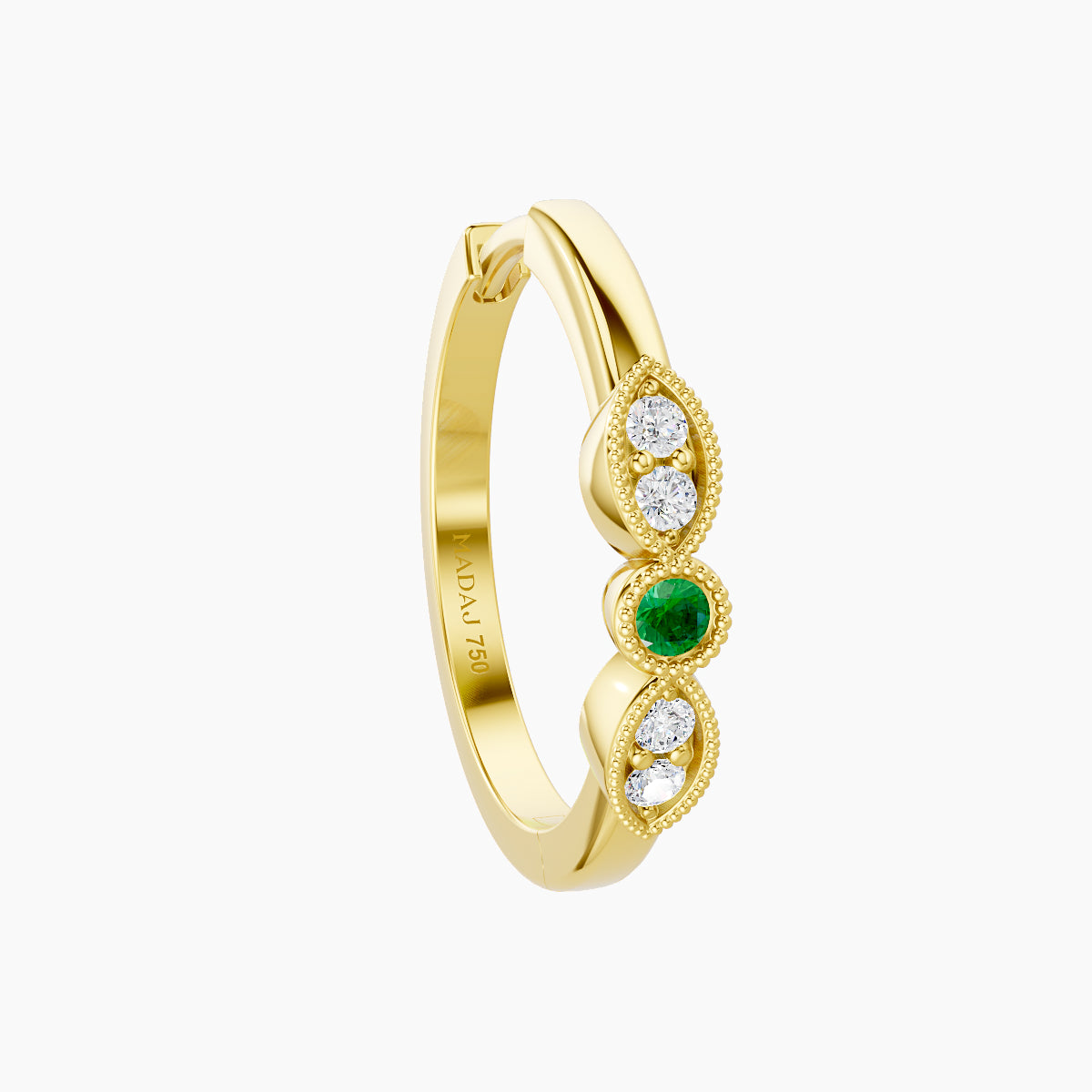 Roma | 18k Yellow Gold 11 mm Emerald & Diamond Hoop Piercing