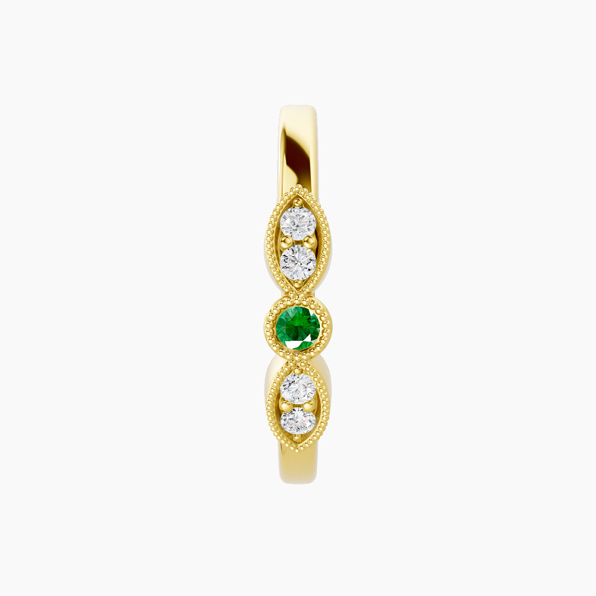 Roma | 18k Yellow Gold 11 mm Emerald & Diamond Hoop Piercing