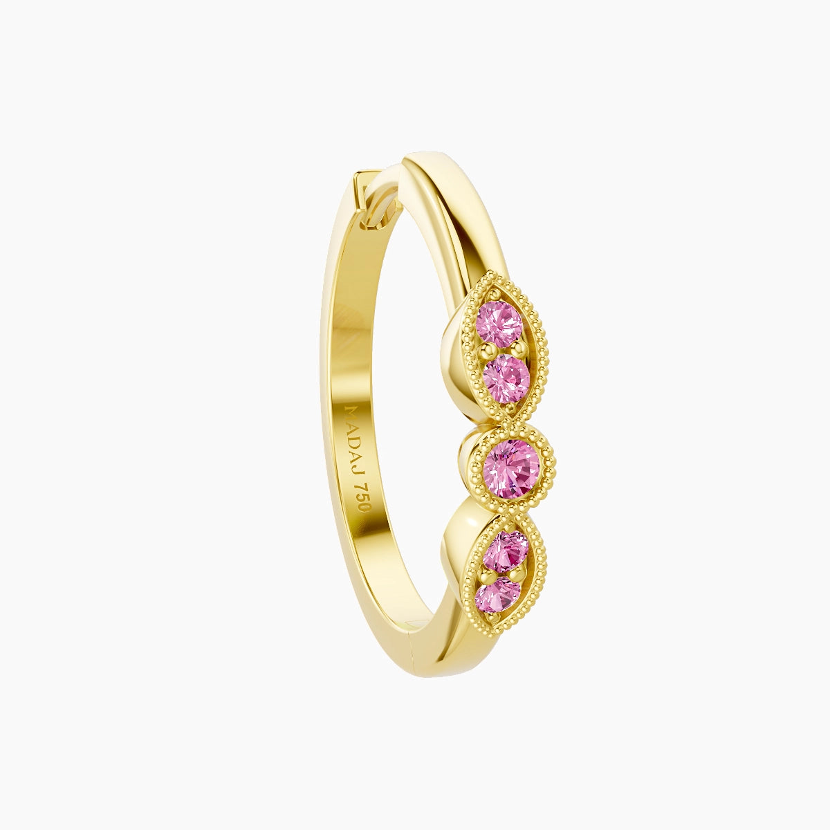Roma | 18k Yellow Gold 11 mm Pink Sapphire Hoop Piercing