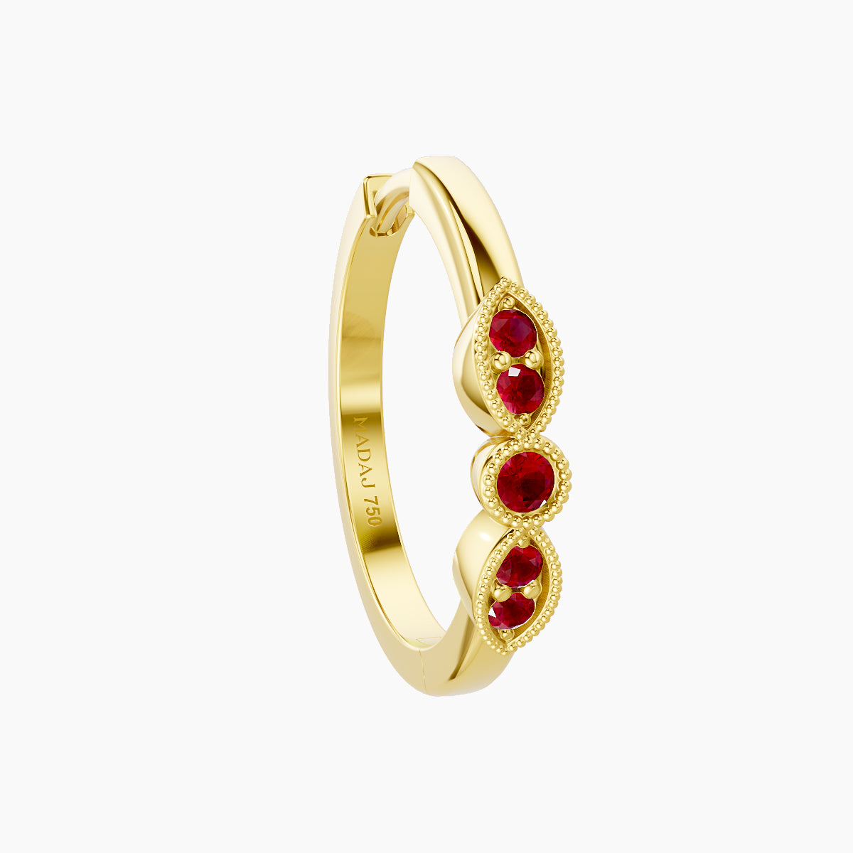 Roma | 18k Yellow Gold 11 mm Ruby Hoop Piercing