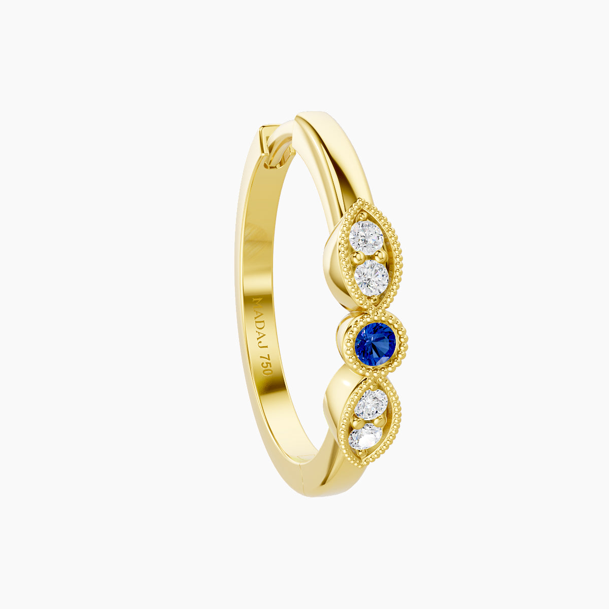 Roma | 18k Yellow Gold 11 mm Sapphire & Diamond Hoop Piercing