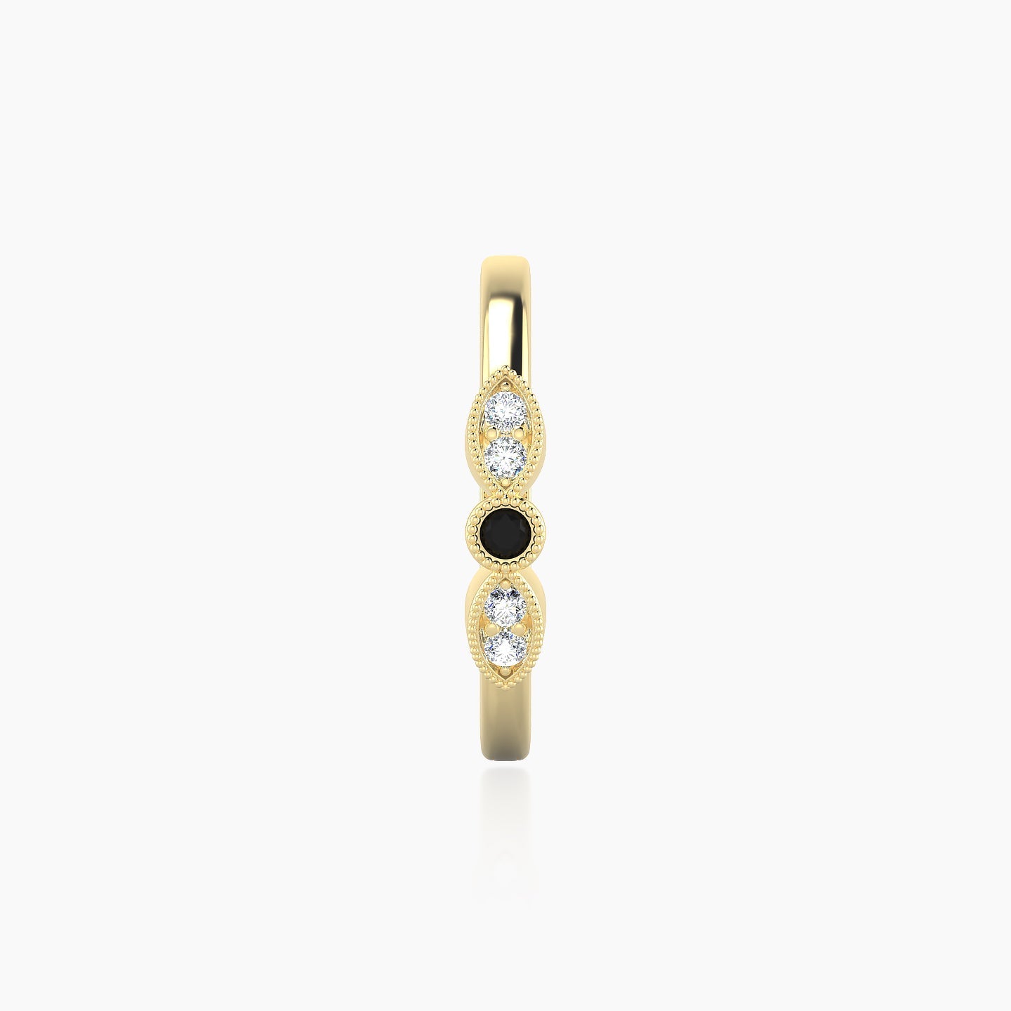 Roma | 18k Yellow Gold 11 mm Black Diamond & Diamond Hoop Piercing