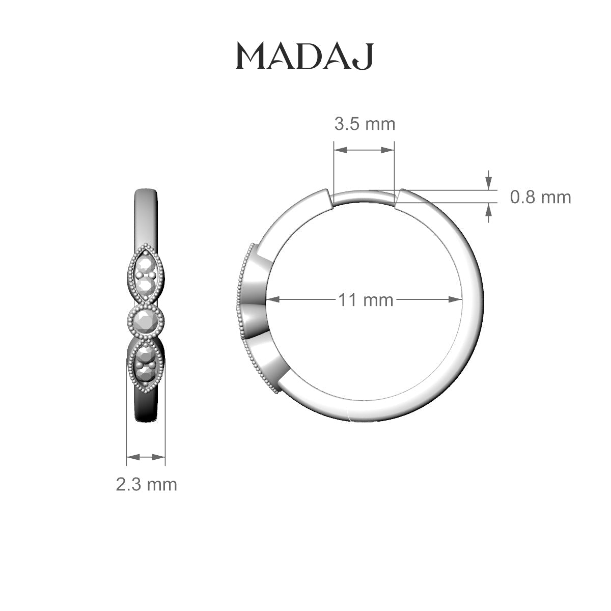 Roma | 18k Rose Gold 11 mm Emerald Hoop Piercing