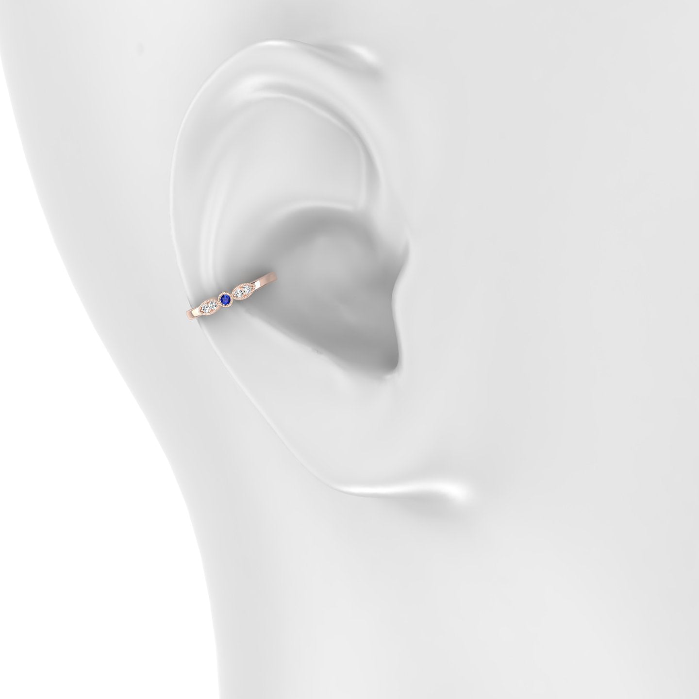 Roma | 18k Rose Gold 11 mm Sapphire & Diamond Hoop Piercing