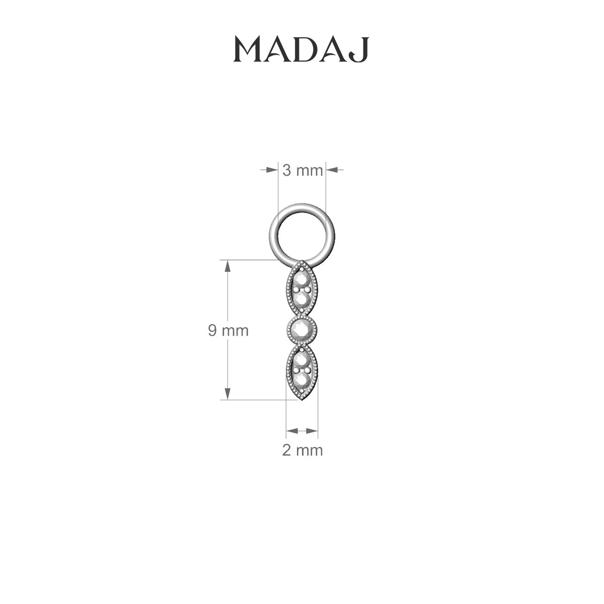Roma | 18k White Gold 9 mm Diamond Charm