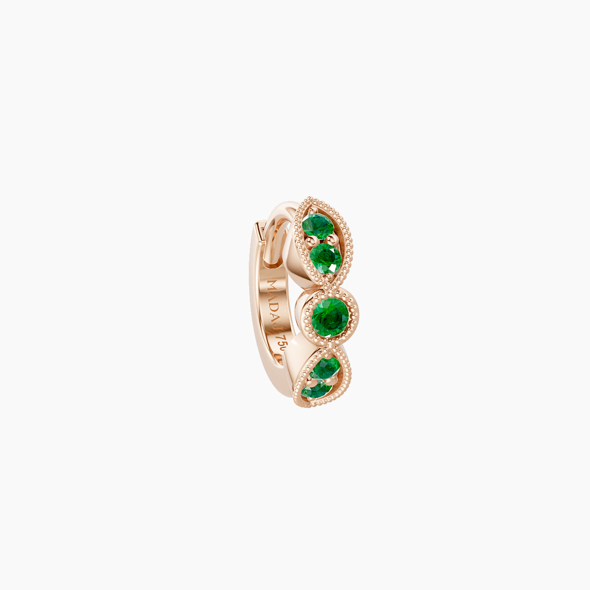 Roma | 18k Rose Gold 5 mm Emerald Hoop Piercing