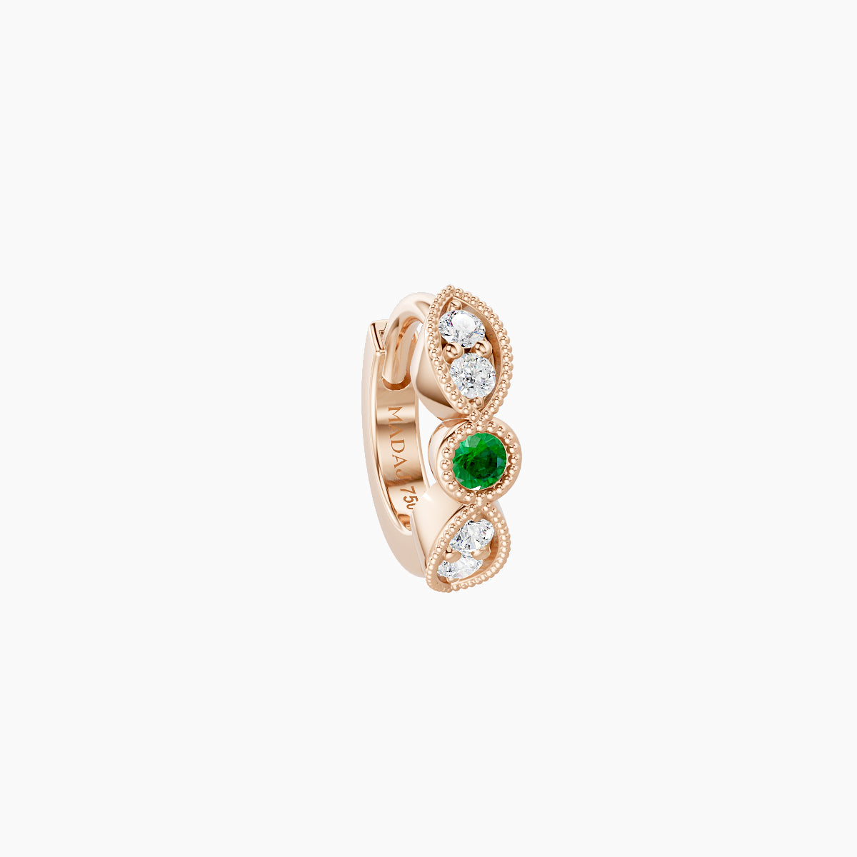 Roma | 18k Rose Gold 5 mm Emerald & Diamond Hoop Piercing