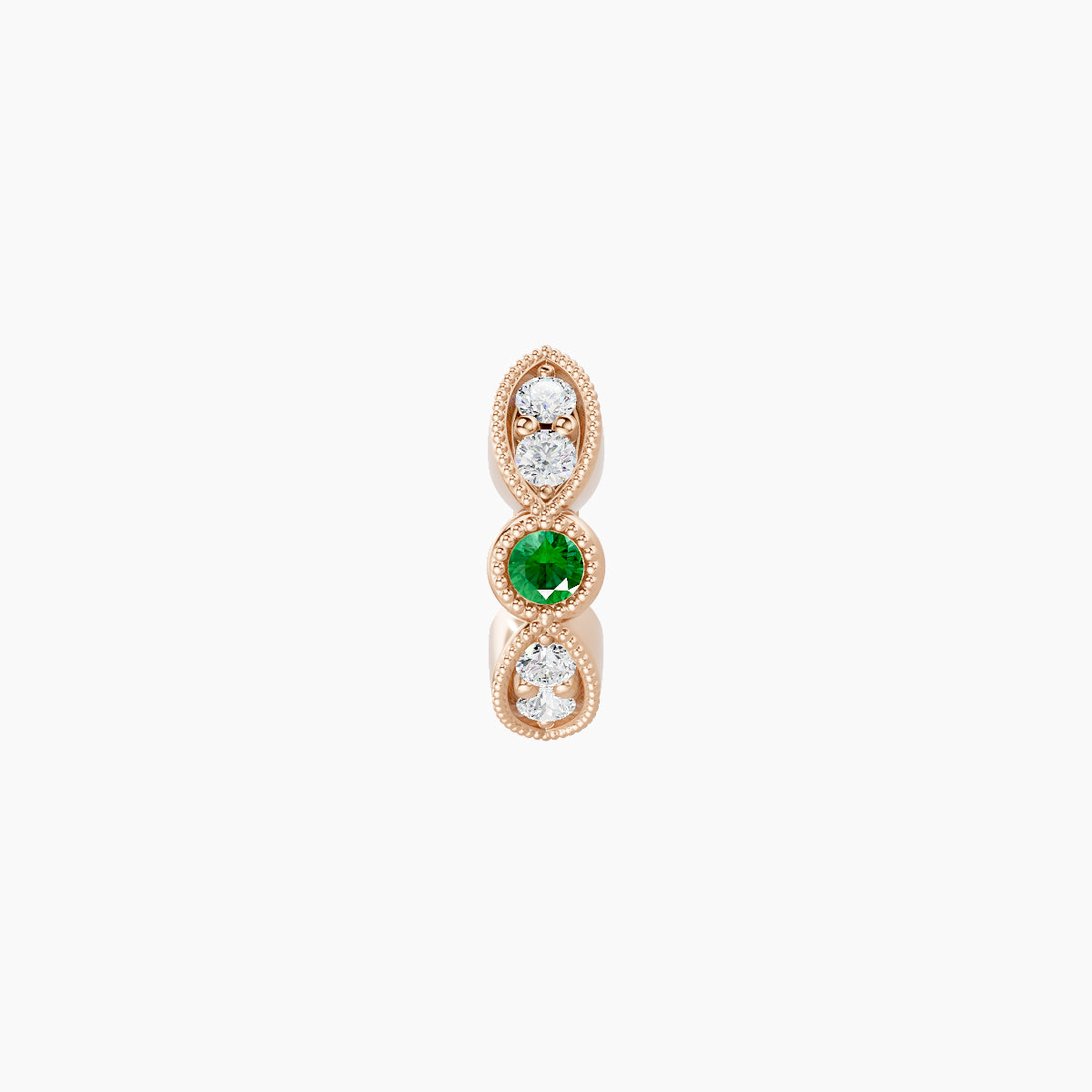 Roma | 18k Rose Gold 5 mm Emerald & Diamond Hoop Piercing