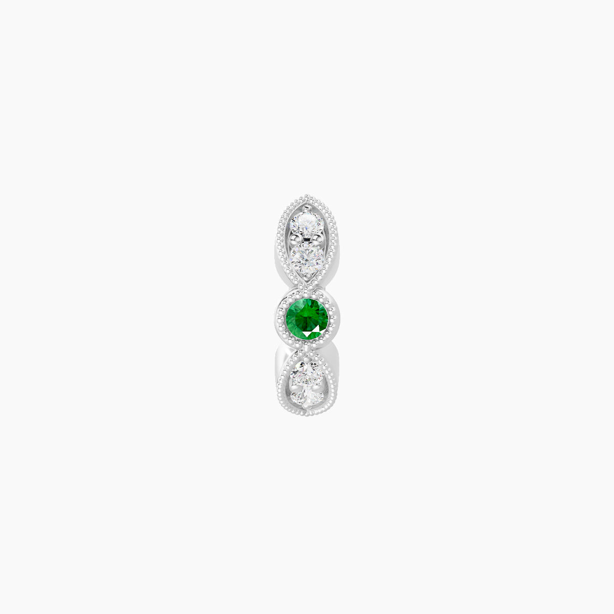 Roma | 18k White Gold 5 mm Emerald & Diamond Hoop Piercing