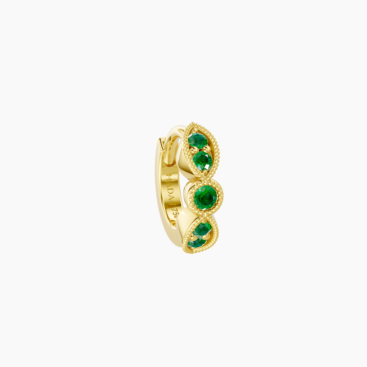 Roma | 18k Yellow Gold 5 mm Emerald Hoop Piercing