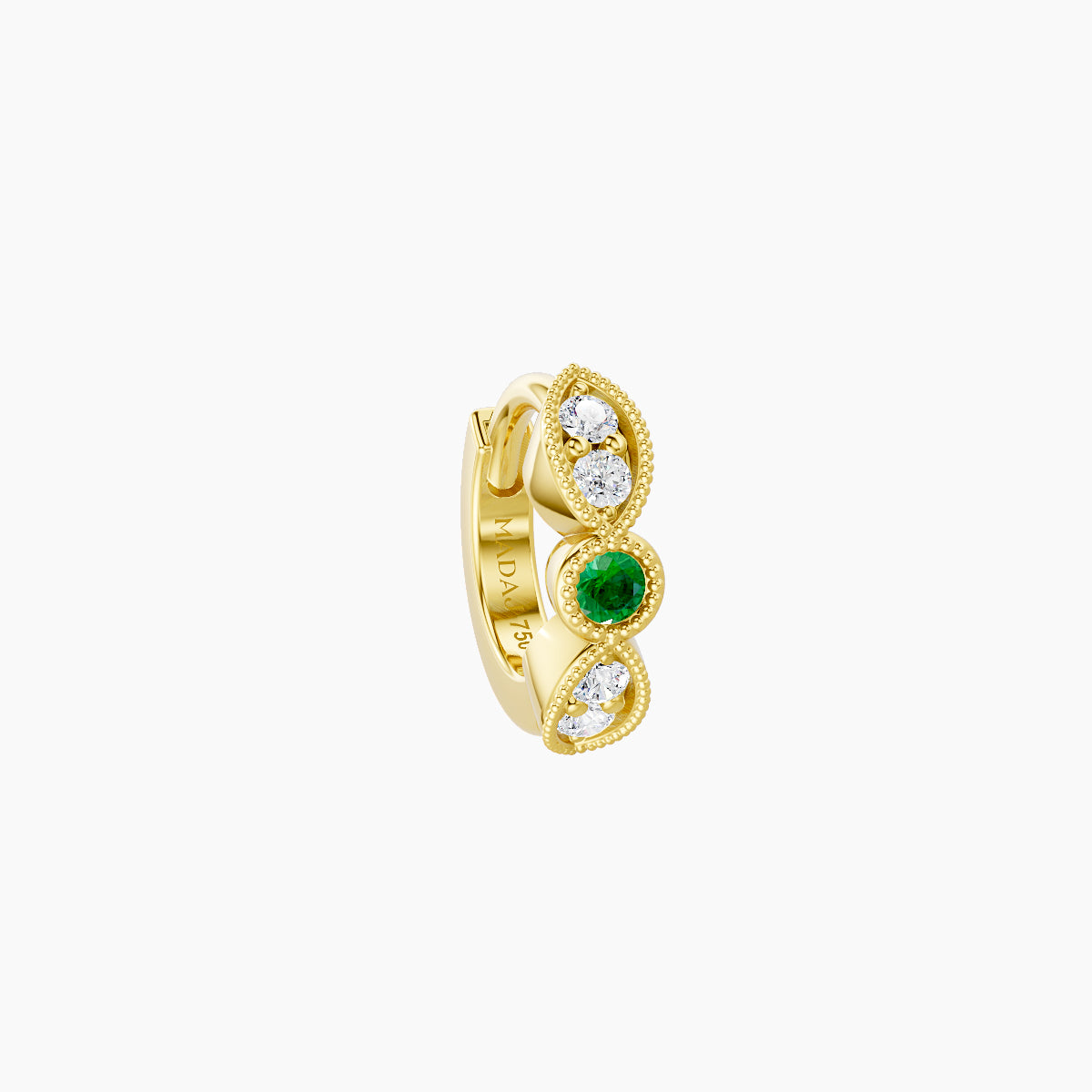 Roma | 18k Yellow Gold 5 mm Emerald & Diamond Hoop Piercing
