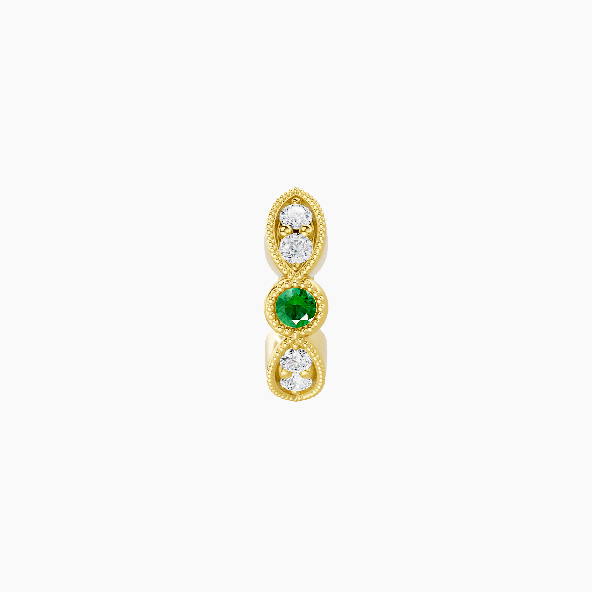 Roma | 18k Yellow Gold 5 mm Emerald & Diamond Hoop Piercing