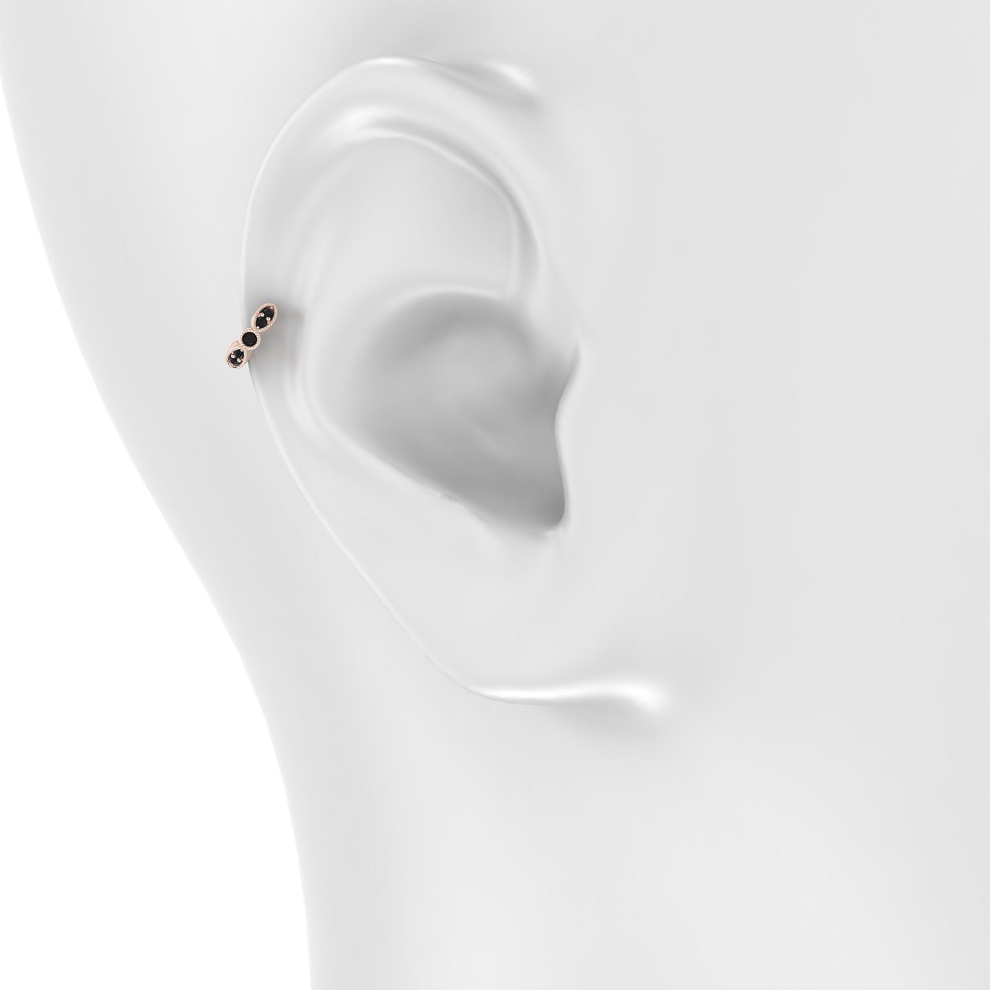 Roma | 18k Rose Gold 5 mm Black Diamond Hoop Piercing