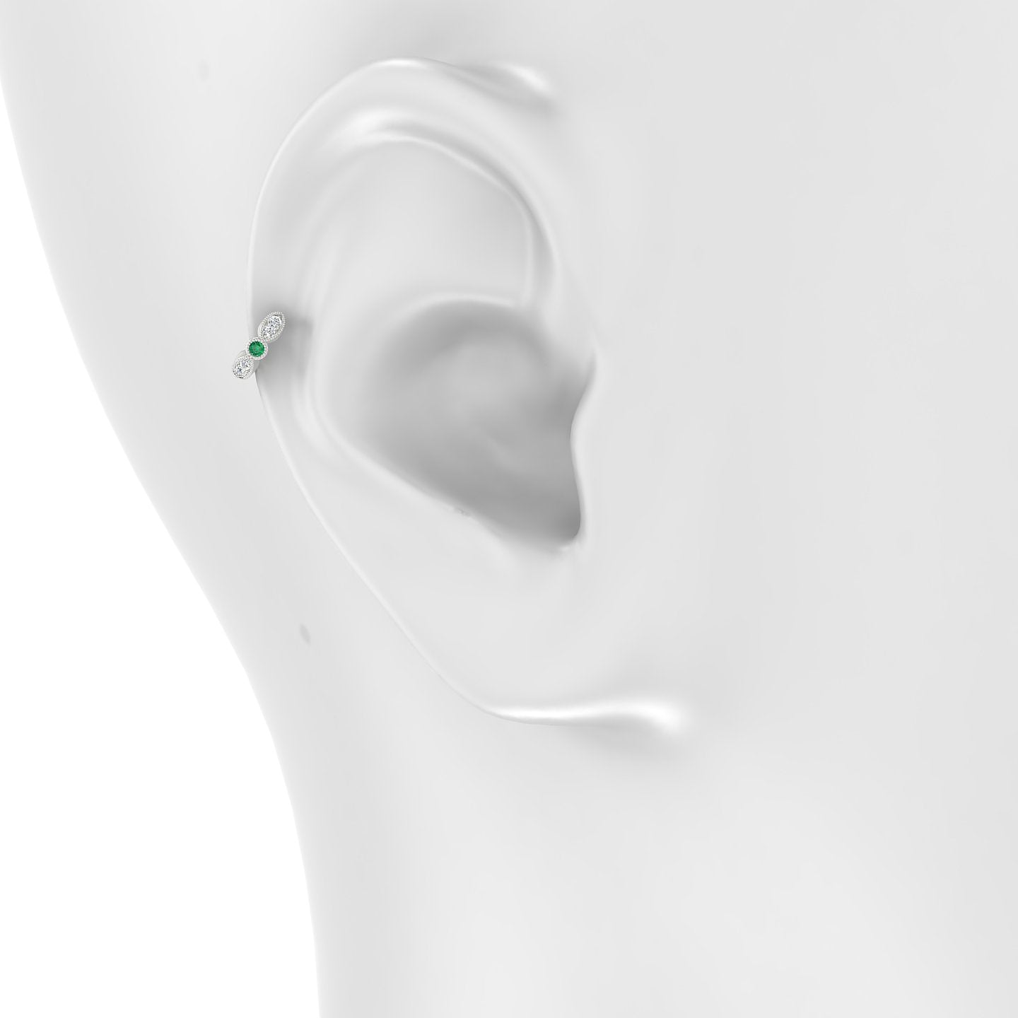 Roma | 18k White Gold 5 mm Emerald & Diamond Hoop Piercing