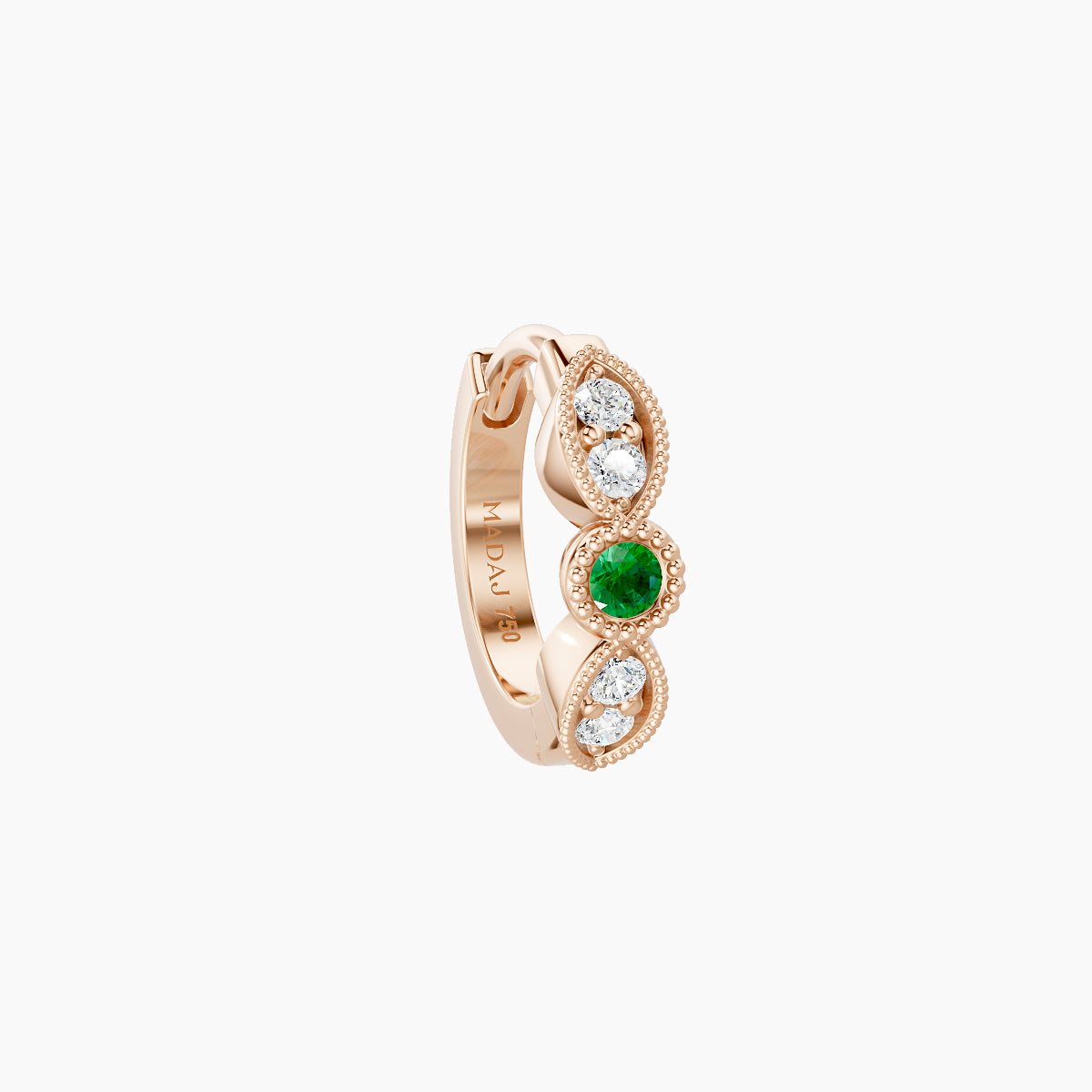 Roma | 18k Rose Gold 6.5 mm Emerald & Diamond Hoop Piercing