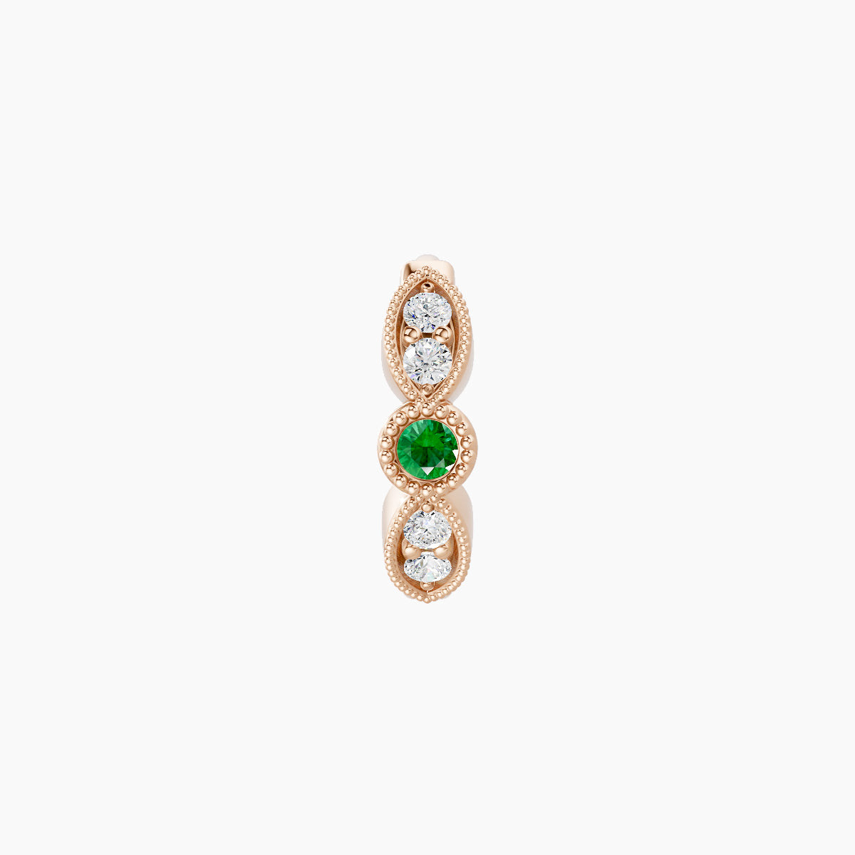 Roma | 18k Rose Gold 6.5 mm Emerald & Diamond Hoop Piercing