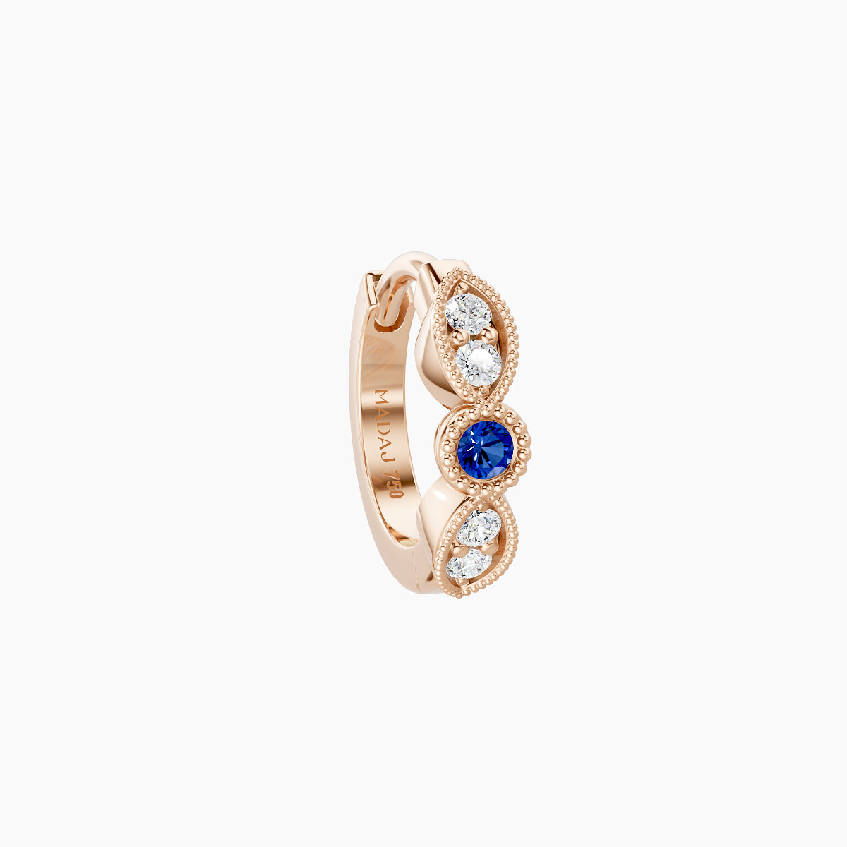 Roma | 18k Rose Gold 6.5 mm Sapphire & Diamond Hoop Piercing