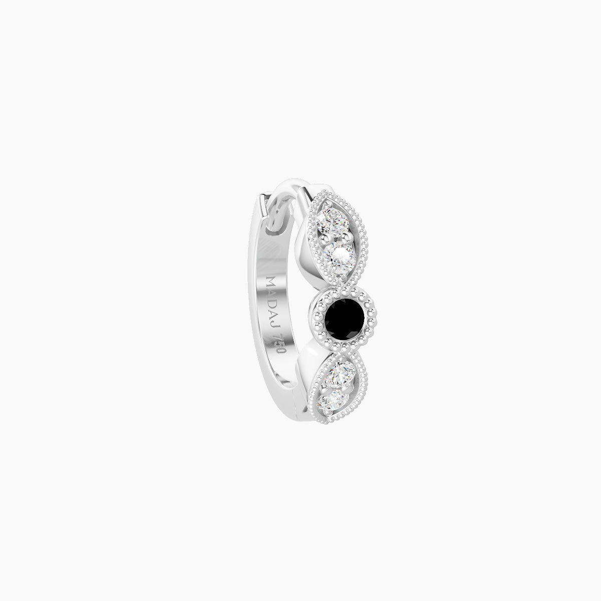 Roma | 18k White Gold 6.5 mm Black Diamond & Diamond Hoop Piercing