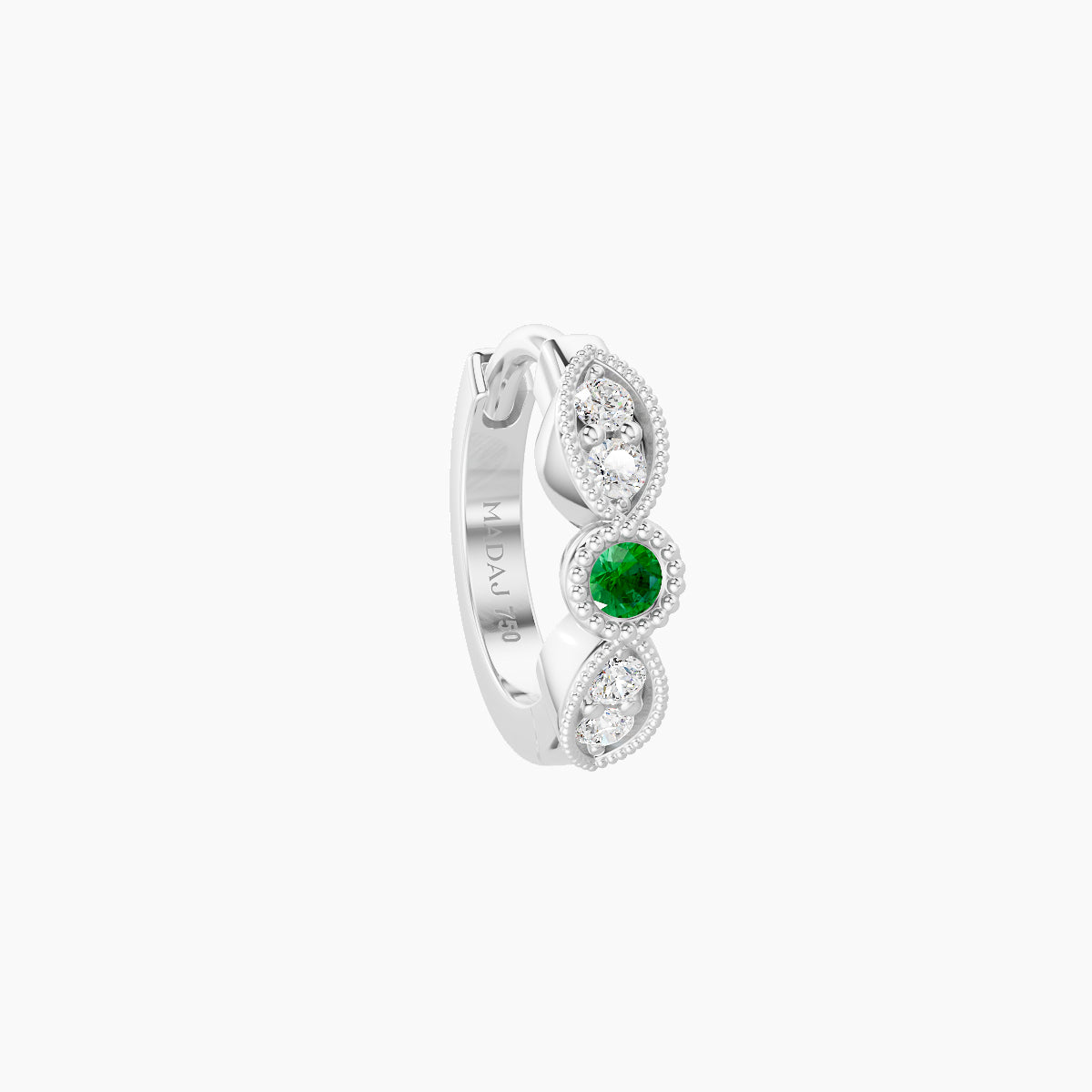 Roma | 18k White Gold 6.5 mm Emerald & Diamond Hoop Piercing