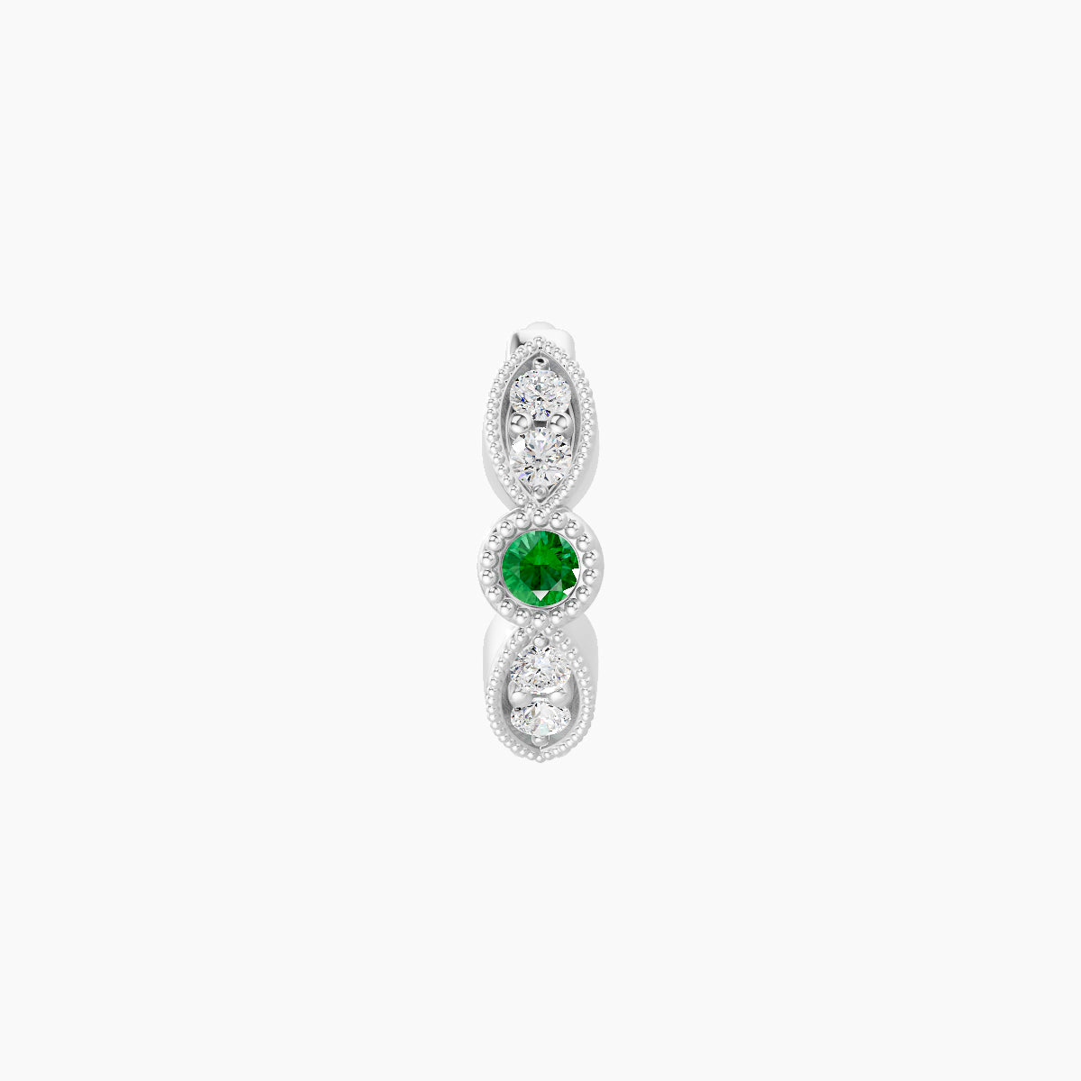 Roma | 18k White Gold 6.5 mm Emerald & Diamond Hoop Piercing