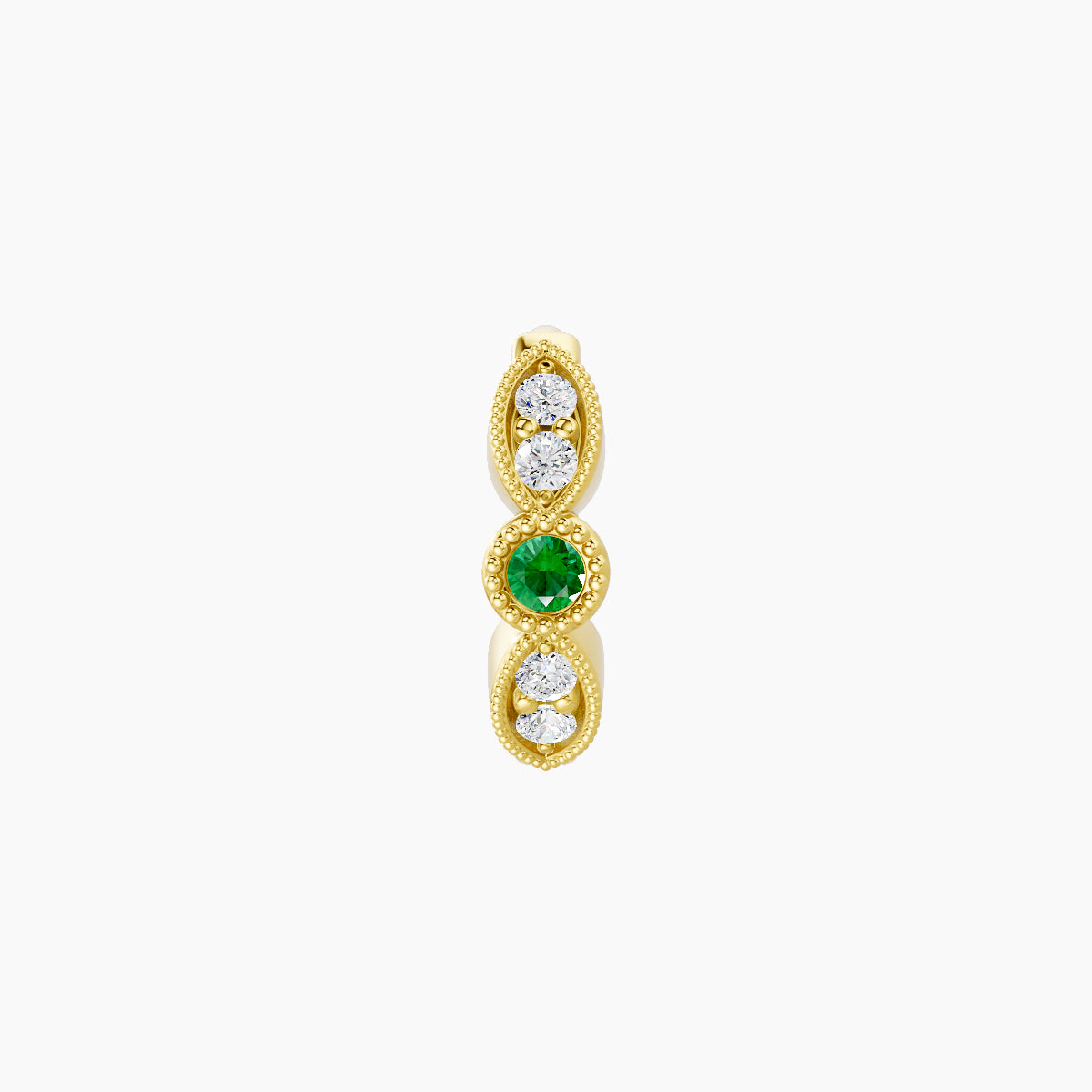 Roma | 18k Yellow Gold 6.5 mm Emerald & Diamond Hoop Piercing