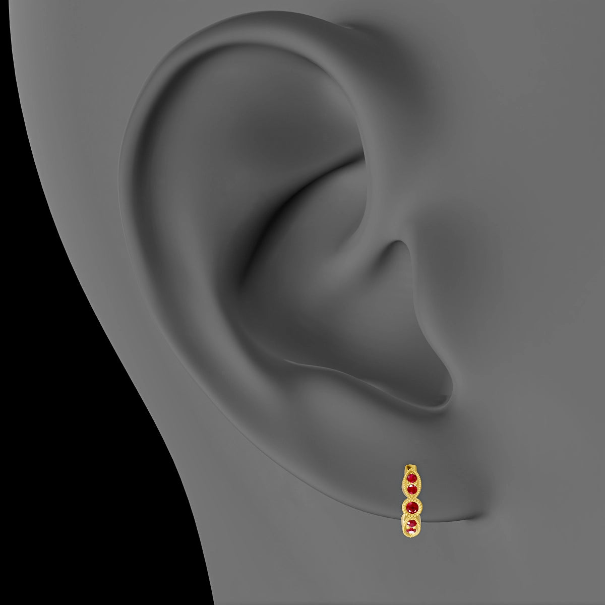 Roma | 18k Yellow Gold 6.5 mm Ruby Hoop Piercing