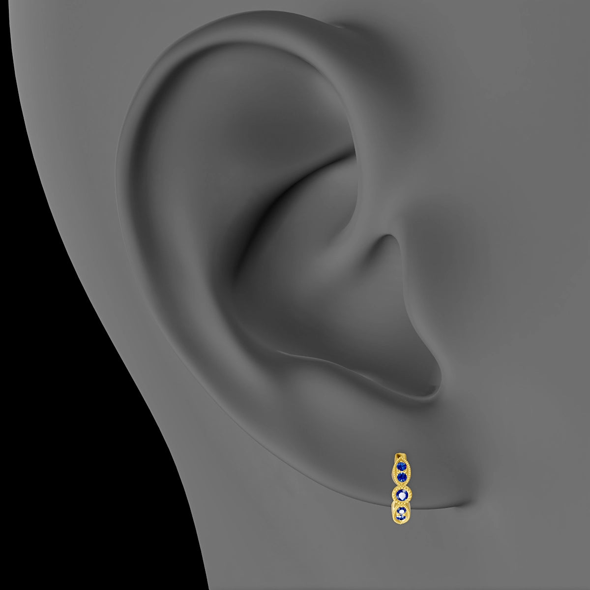 Roma | 18k Yellow Gold 6.5 mm Sapphire Hoop Piercing
