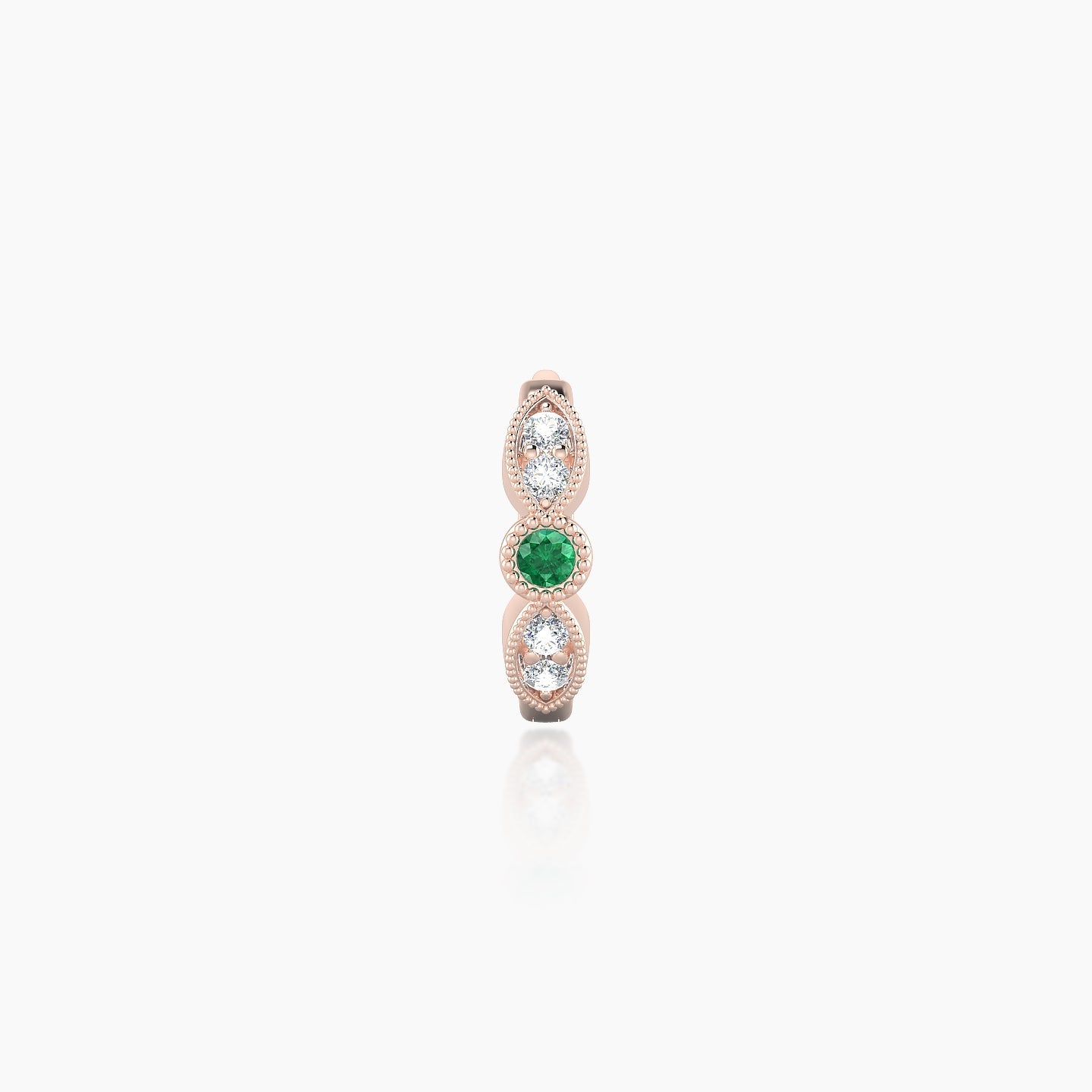 Roma | 18k Rose Gold 6.5 mm Emerald & Diamond Hoop Piercing
